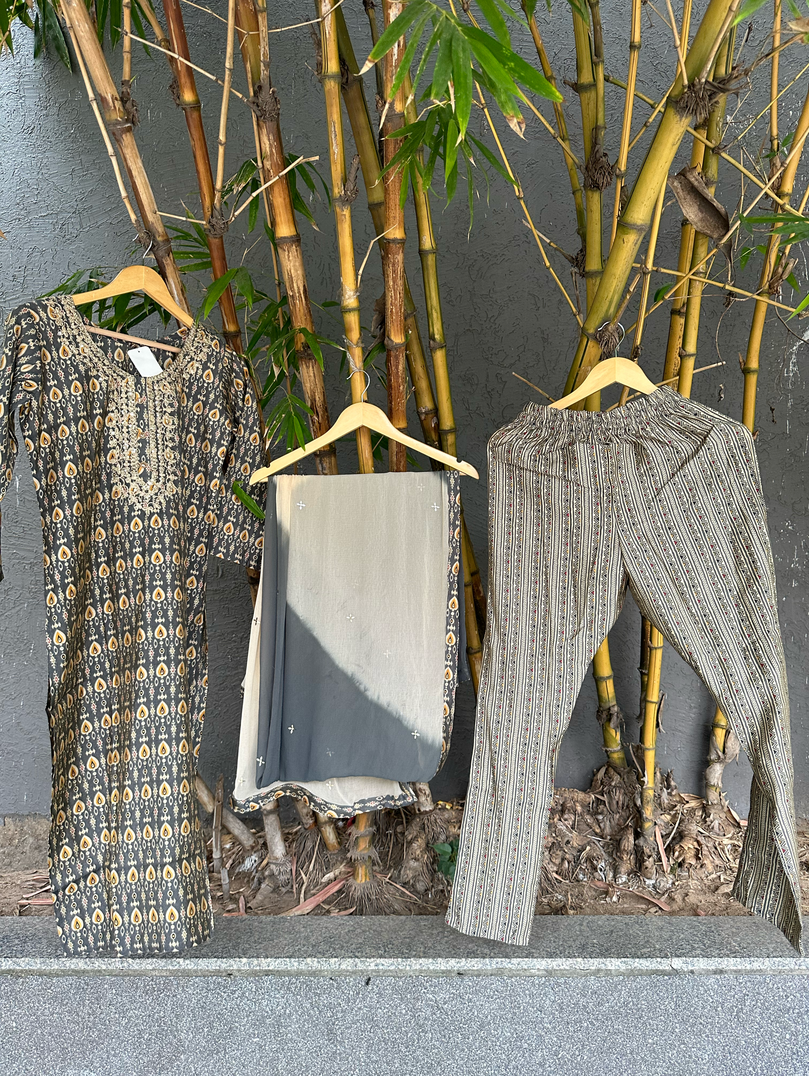 Image of Muslin Straight Kurti Set - 3 Piece