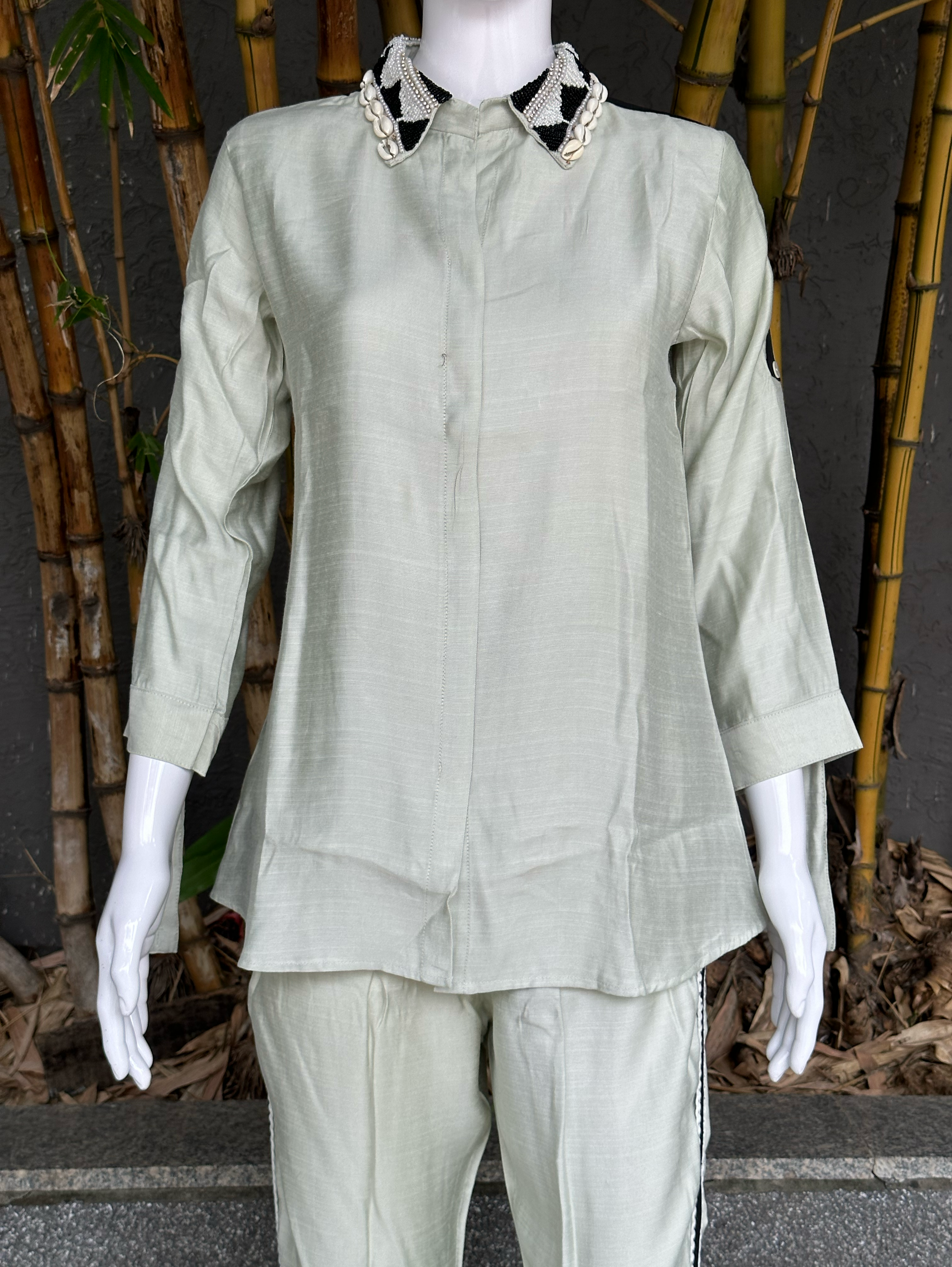 Image of Pure Cotton Embroidery Coords - Pista