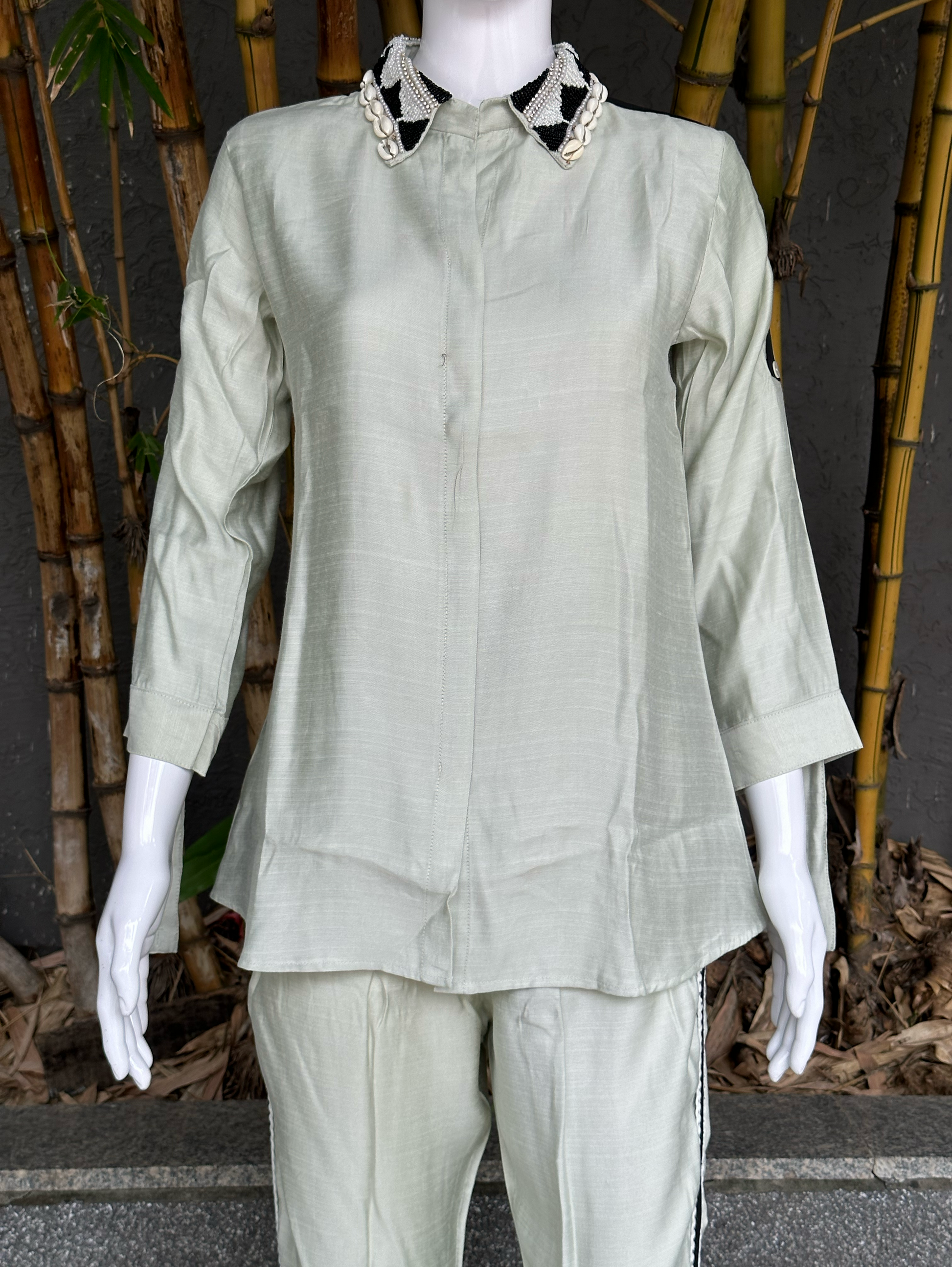 Pure Cotton Embroidery Coords - Pista