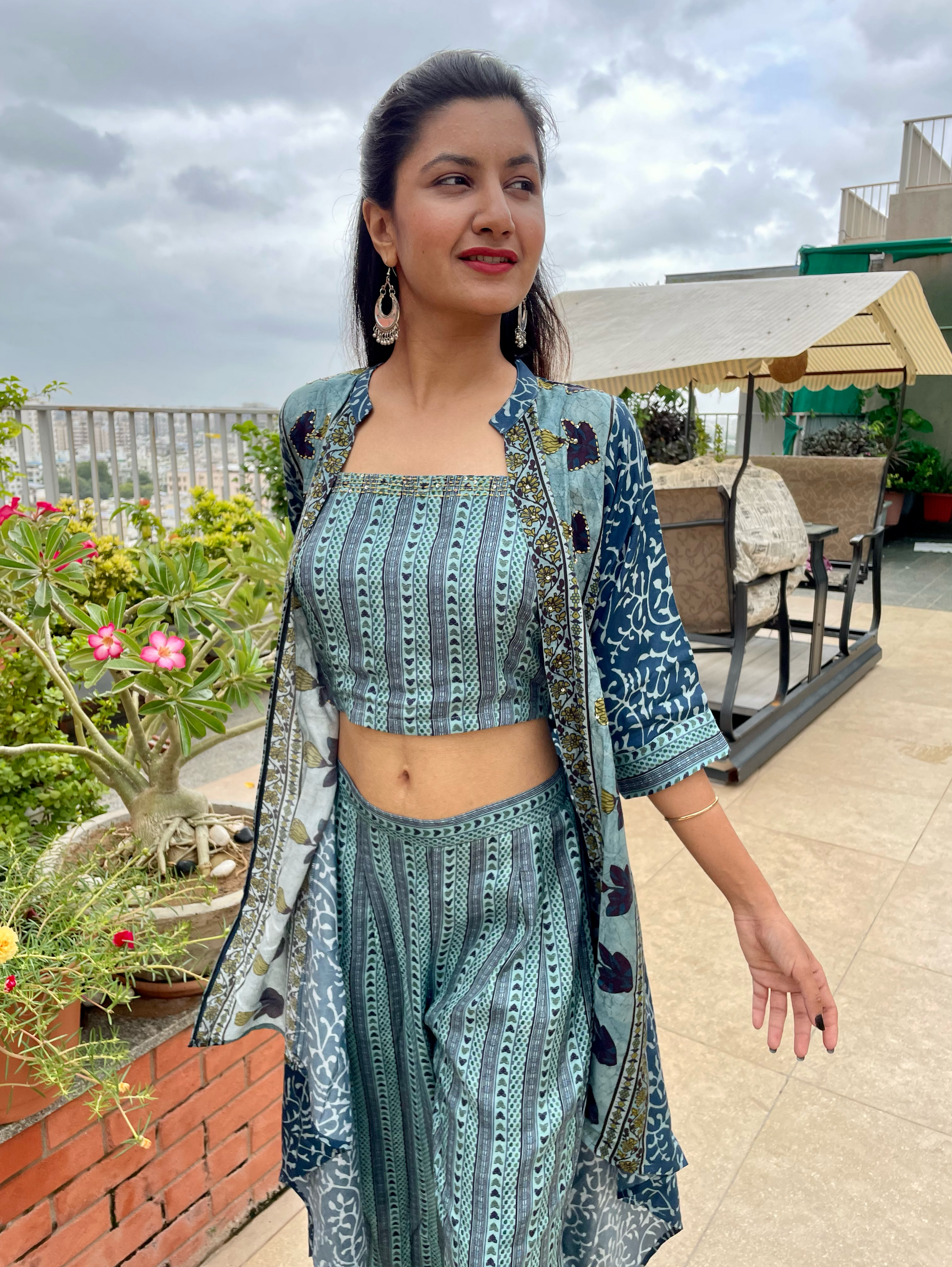 Muslin 3 Piece Coords with work