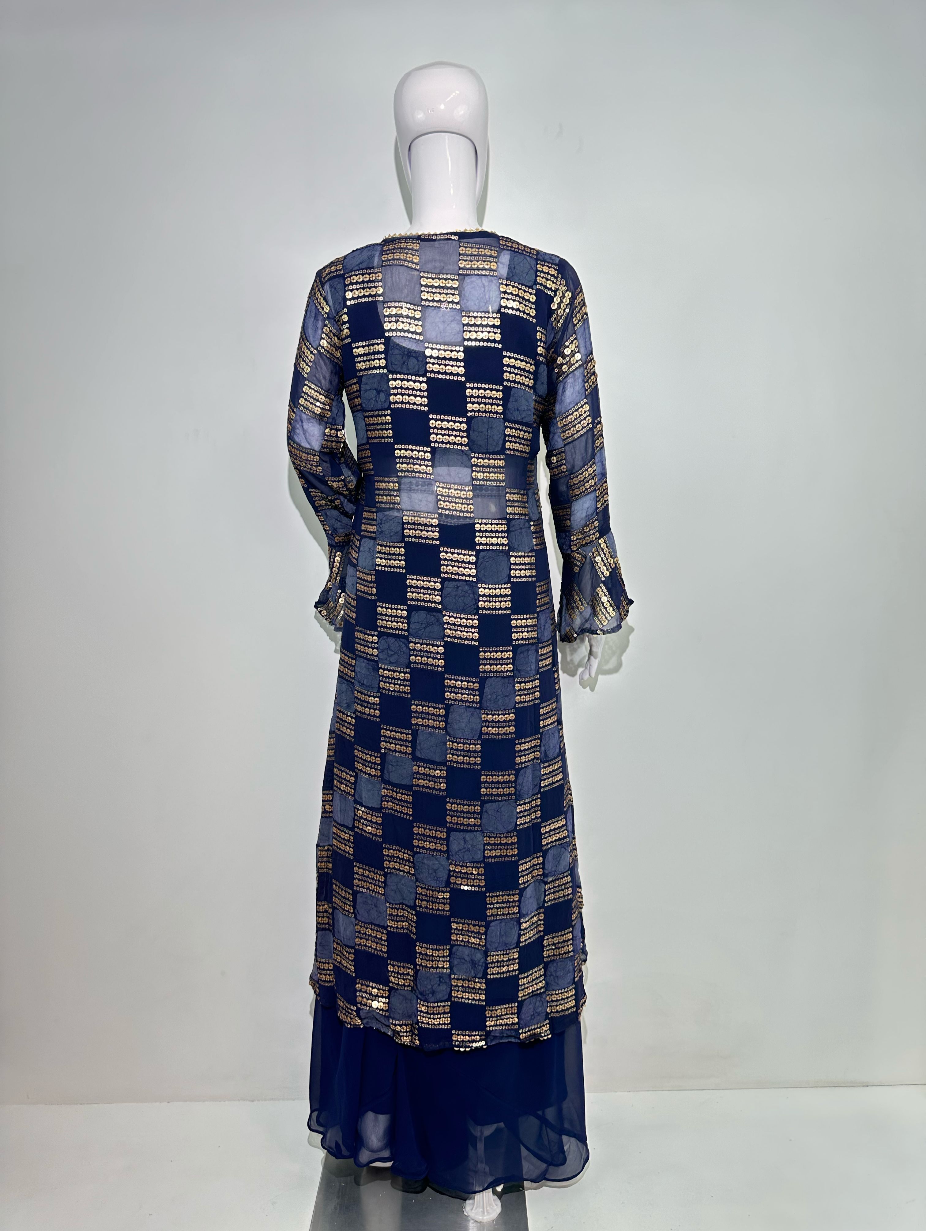 Image of Blue Georgette Three Piece Set