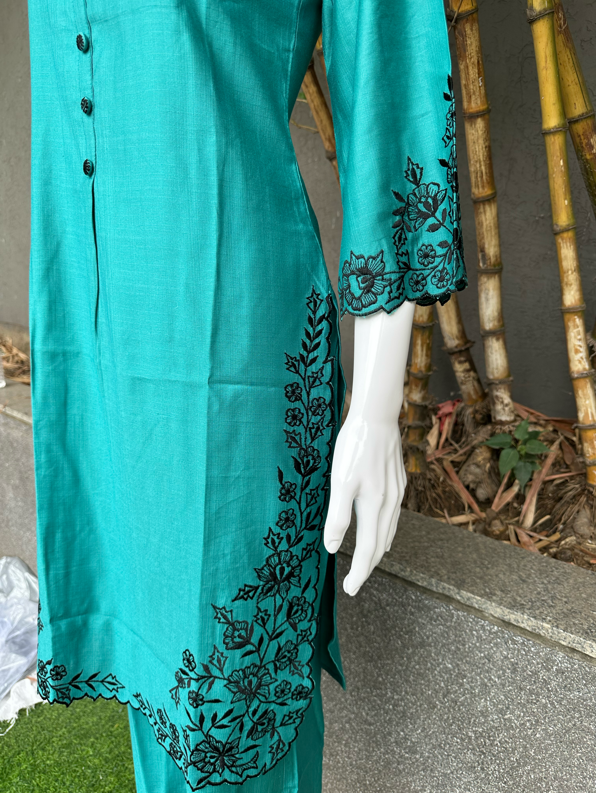 Blue Rayon Embroidery Coords - Palazzo Pant