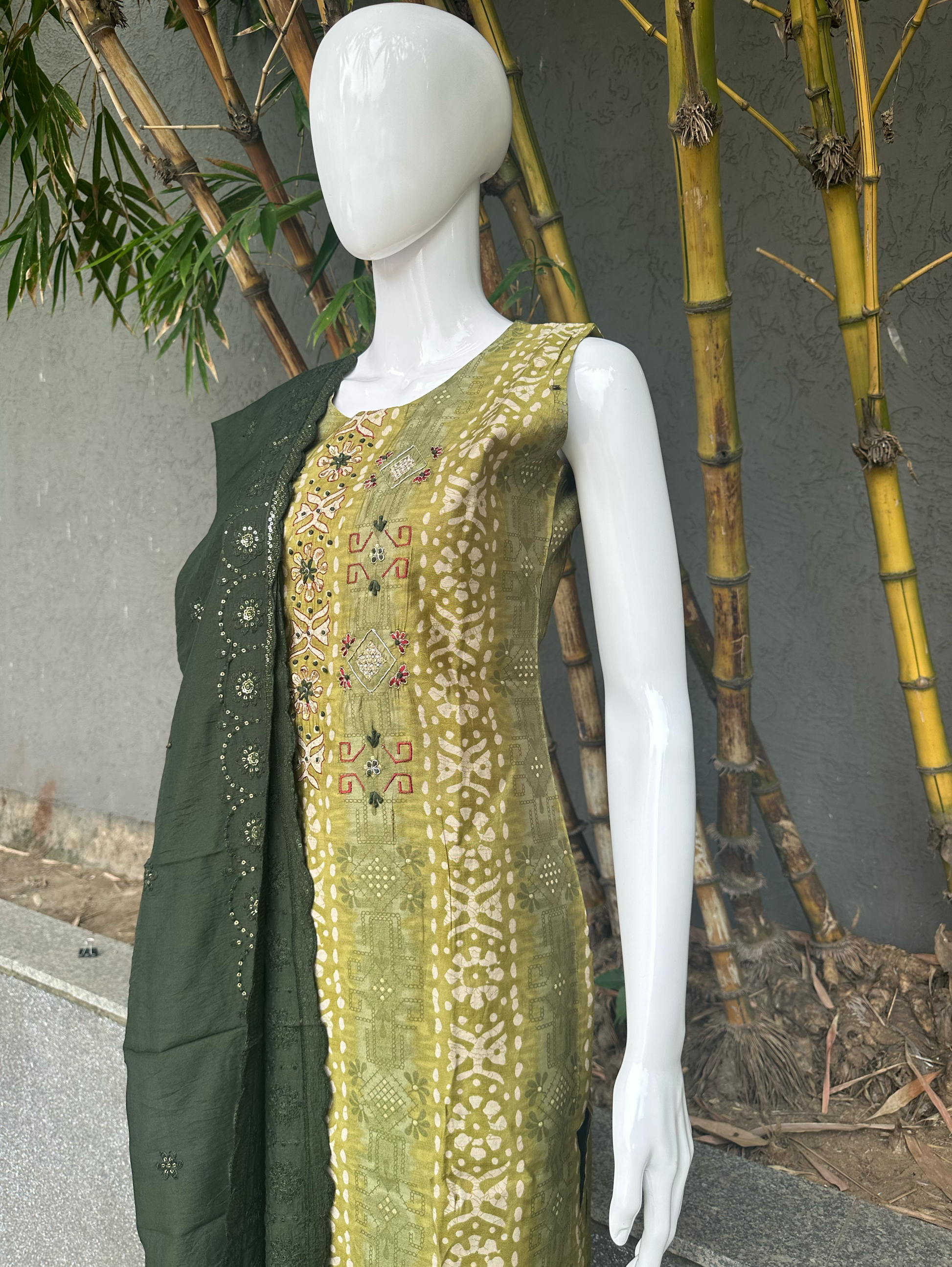 Modal Print Embroidery work - 3 Piece