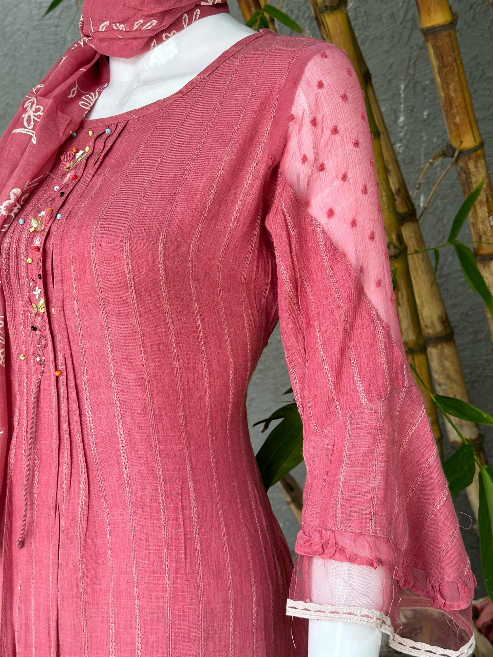 Rayon Slub 3 Piece with Scarf & Lycra Pant