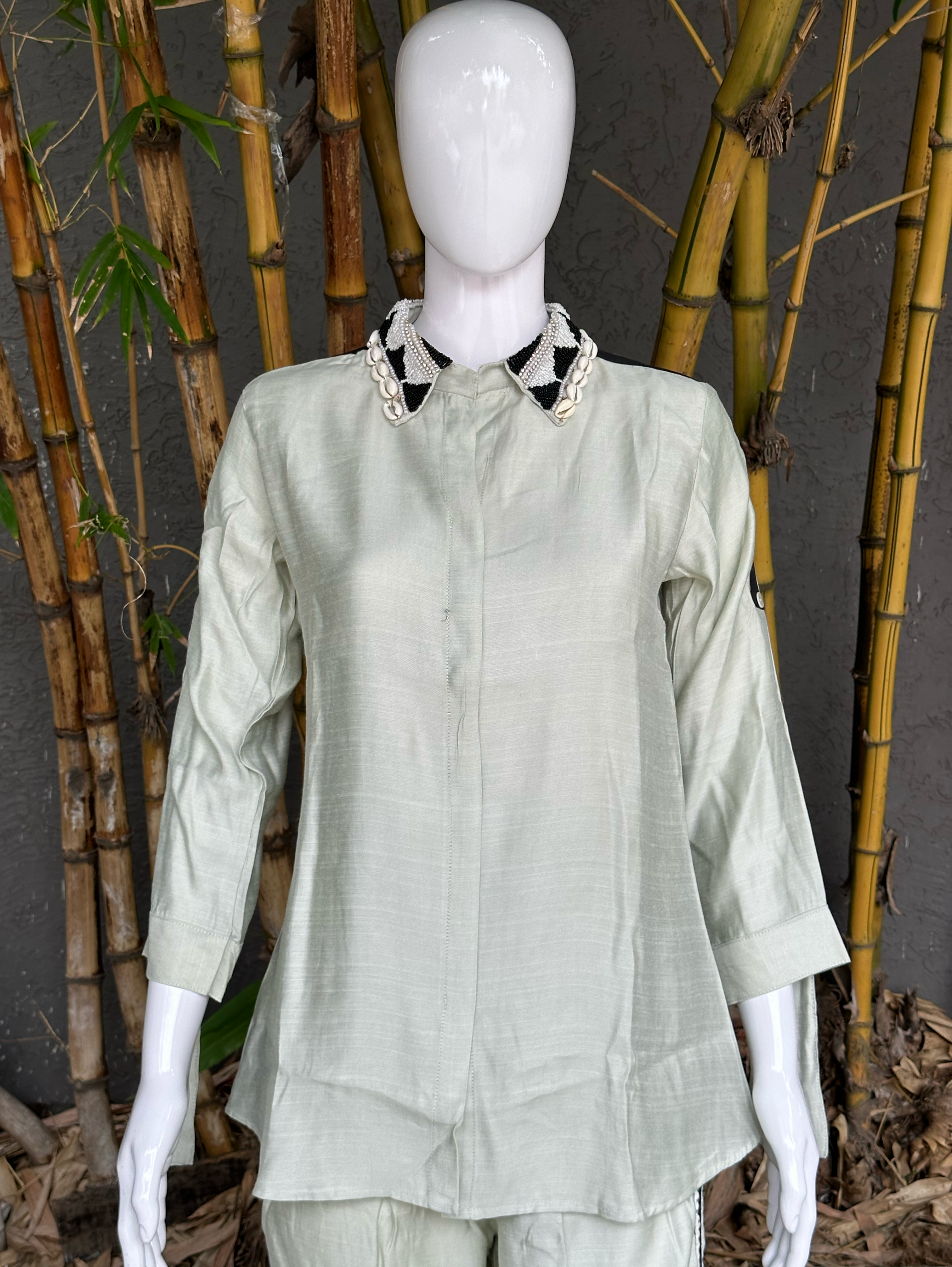 Pure Cotton Embroidery Coords - Pista