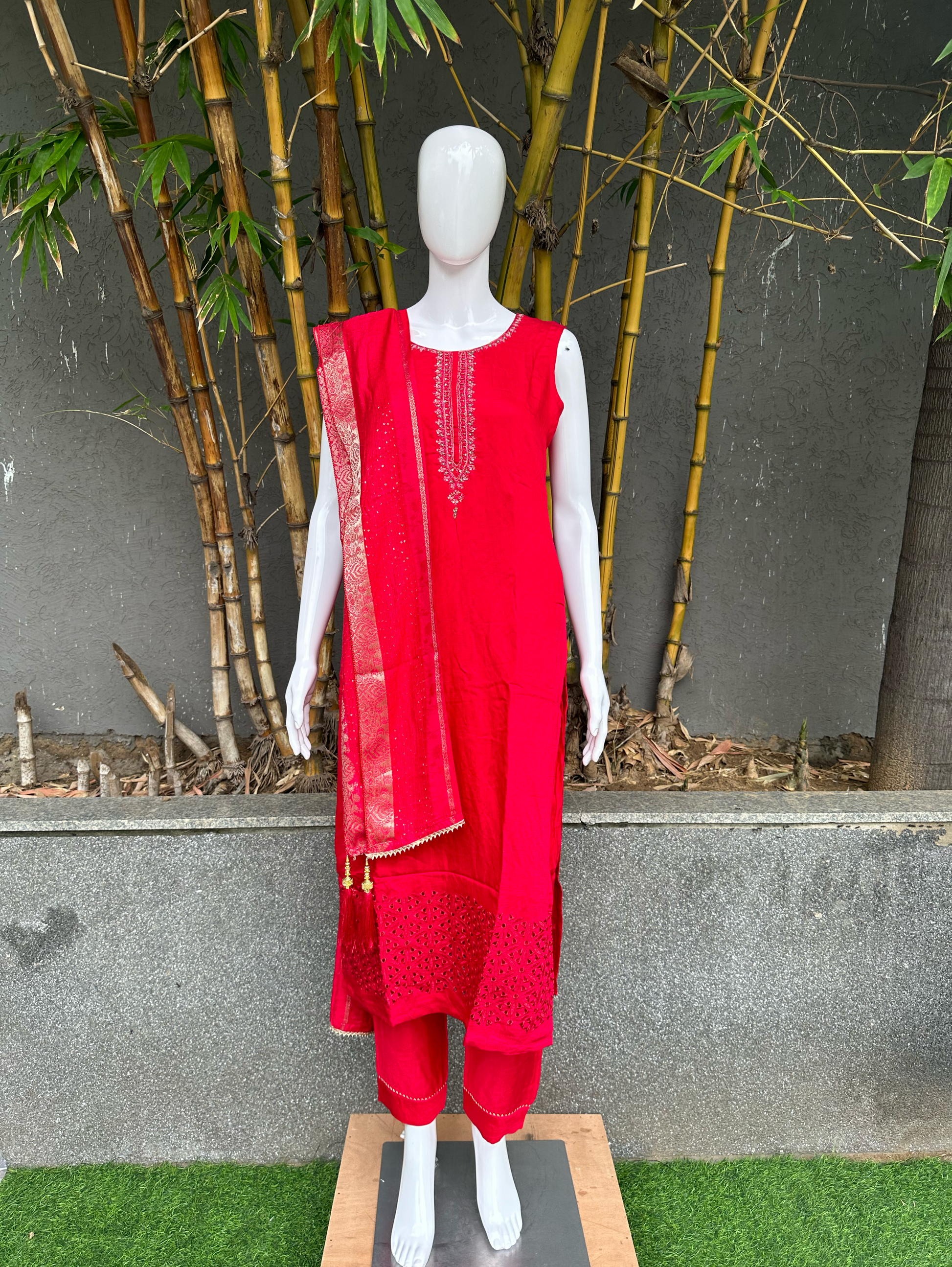 Cotton Slub 3 Piece with Hand Work
