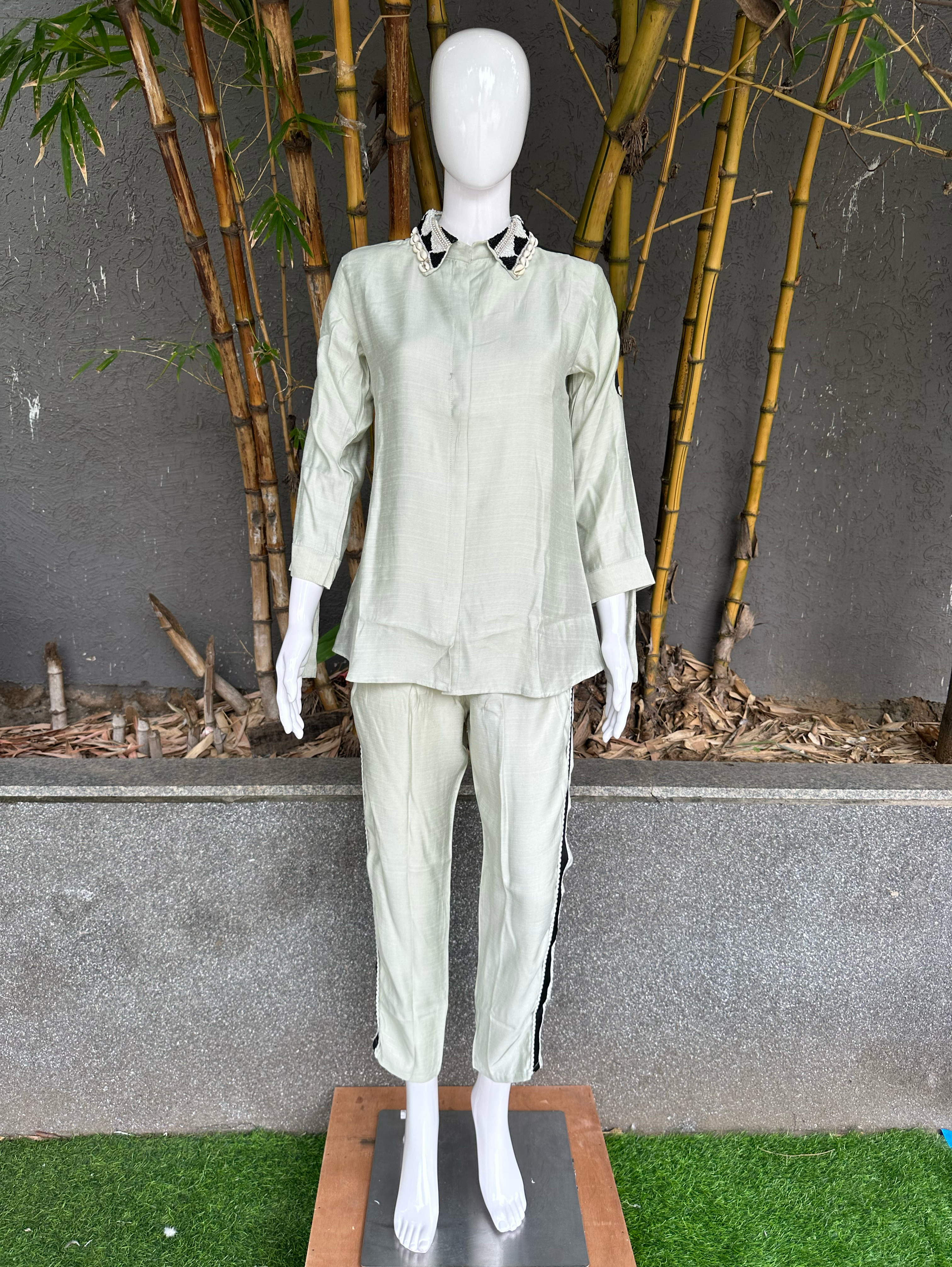 Pure Cotton Embroidery Coords - Pista