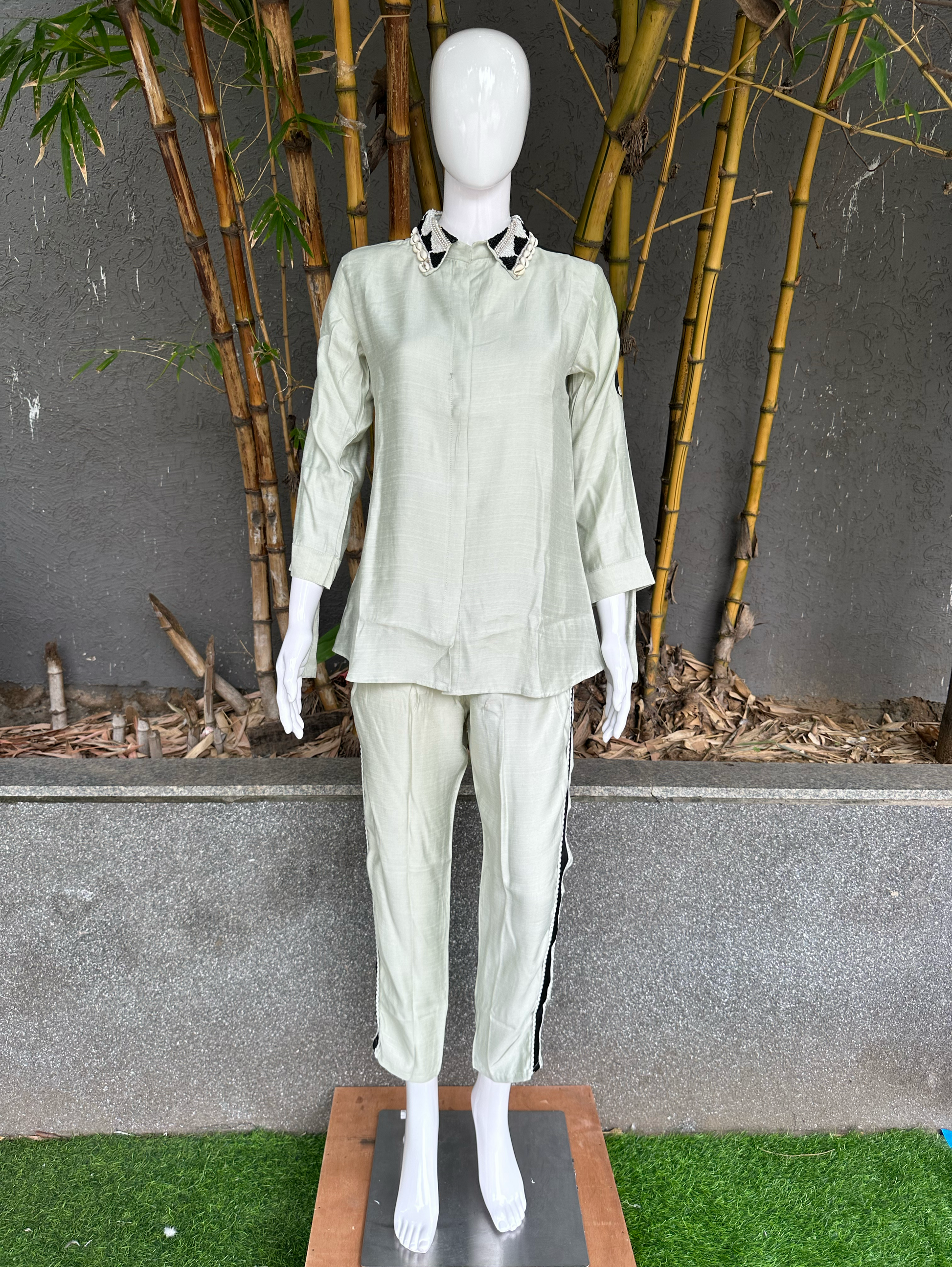 Pure Cotton Embroidery Coords - Pista