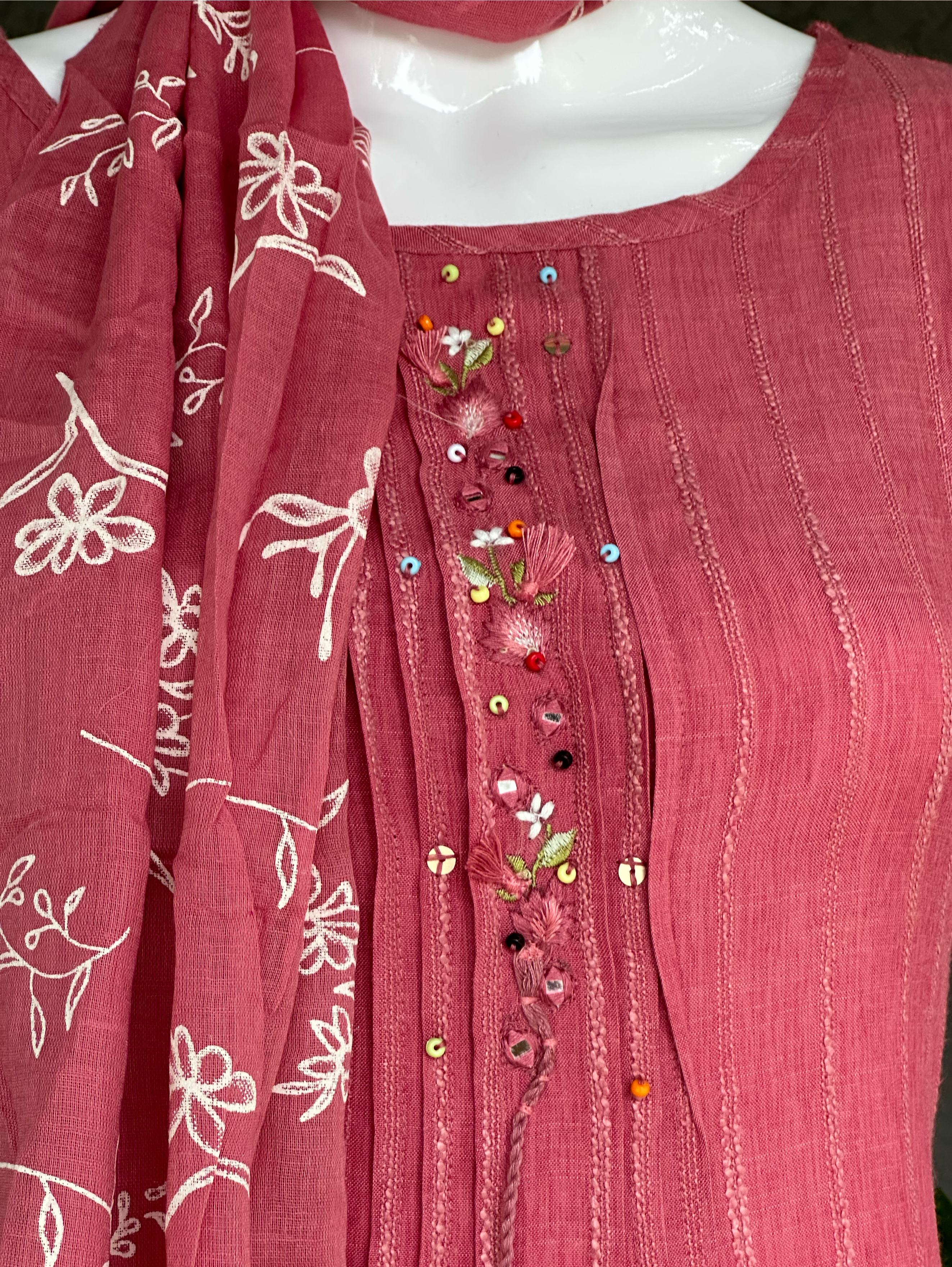 Rayon Slub 3 Piece with Scarf & Lycra Pant