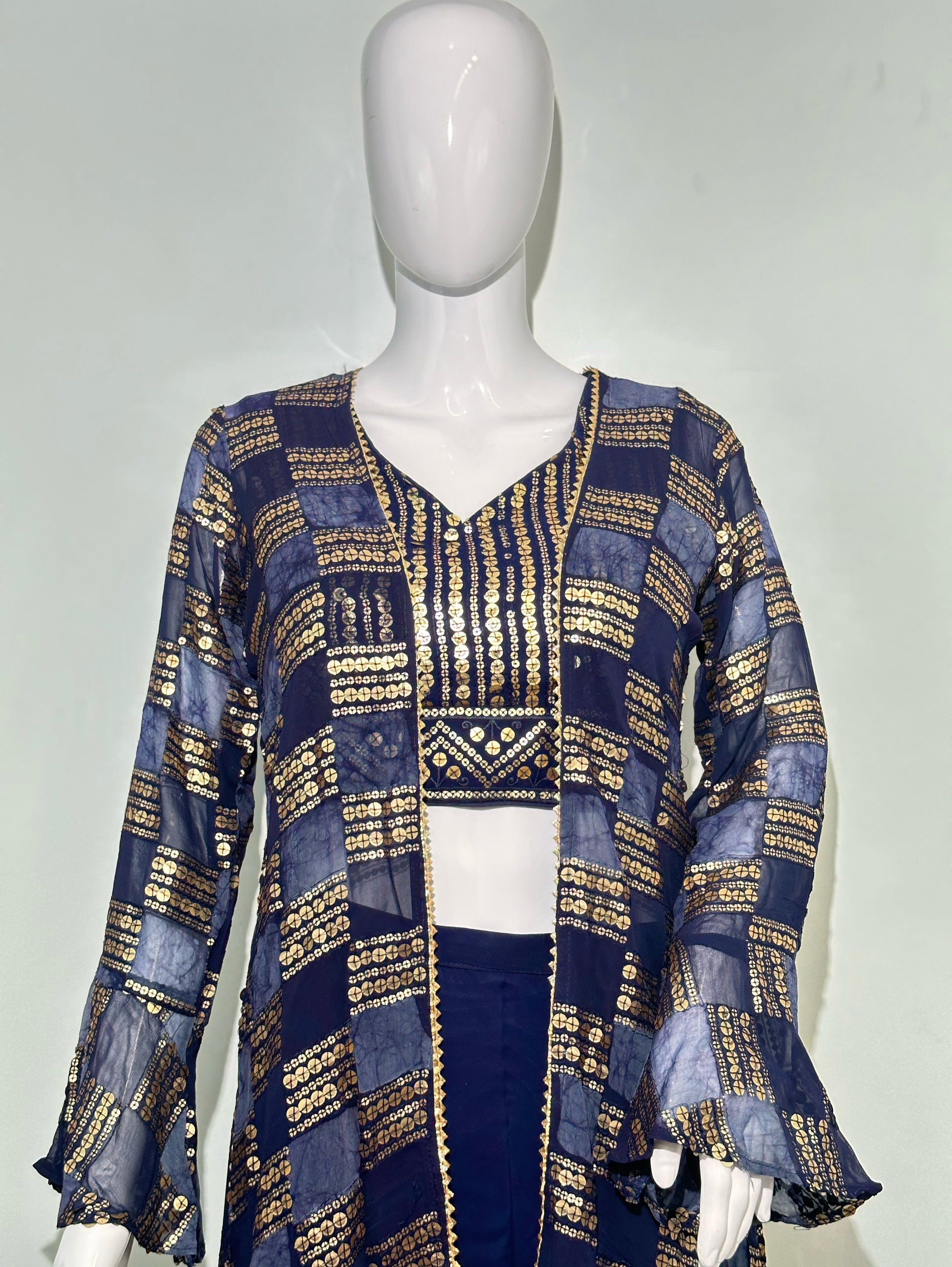 Blue Georgette Three Piece Set
