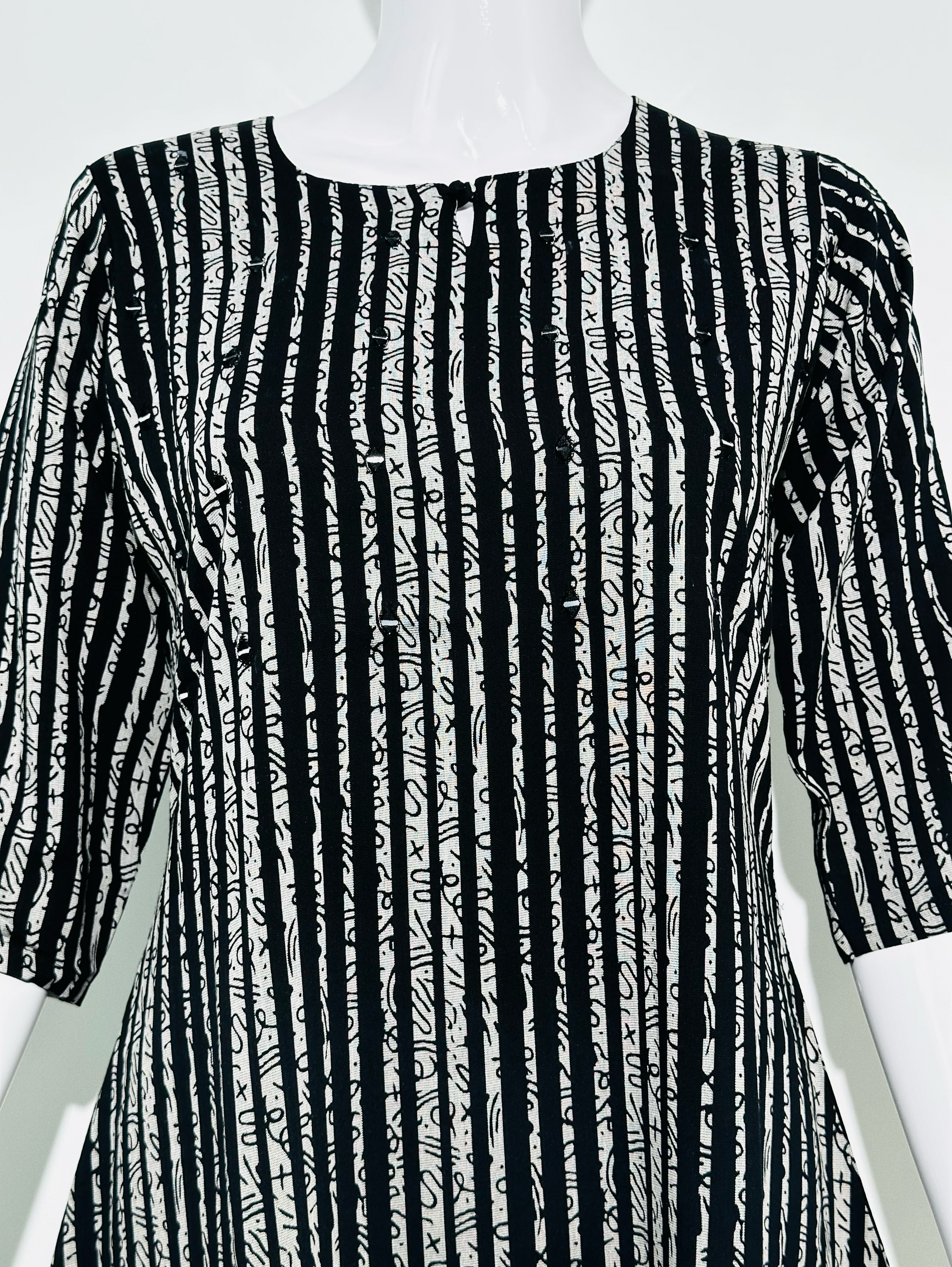 Imported Fabric with Stripe and Embroidery work