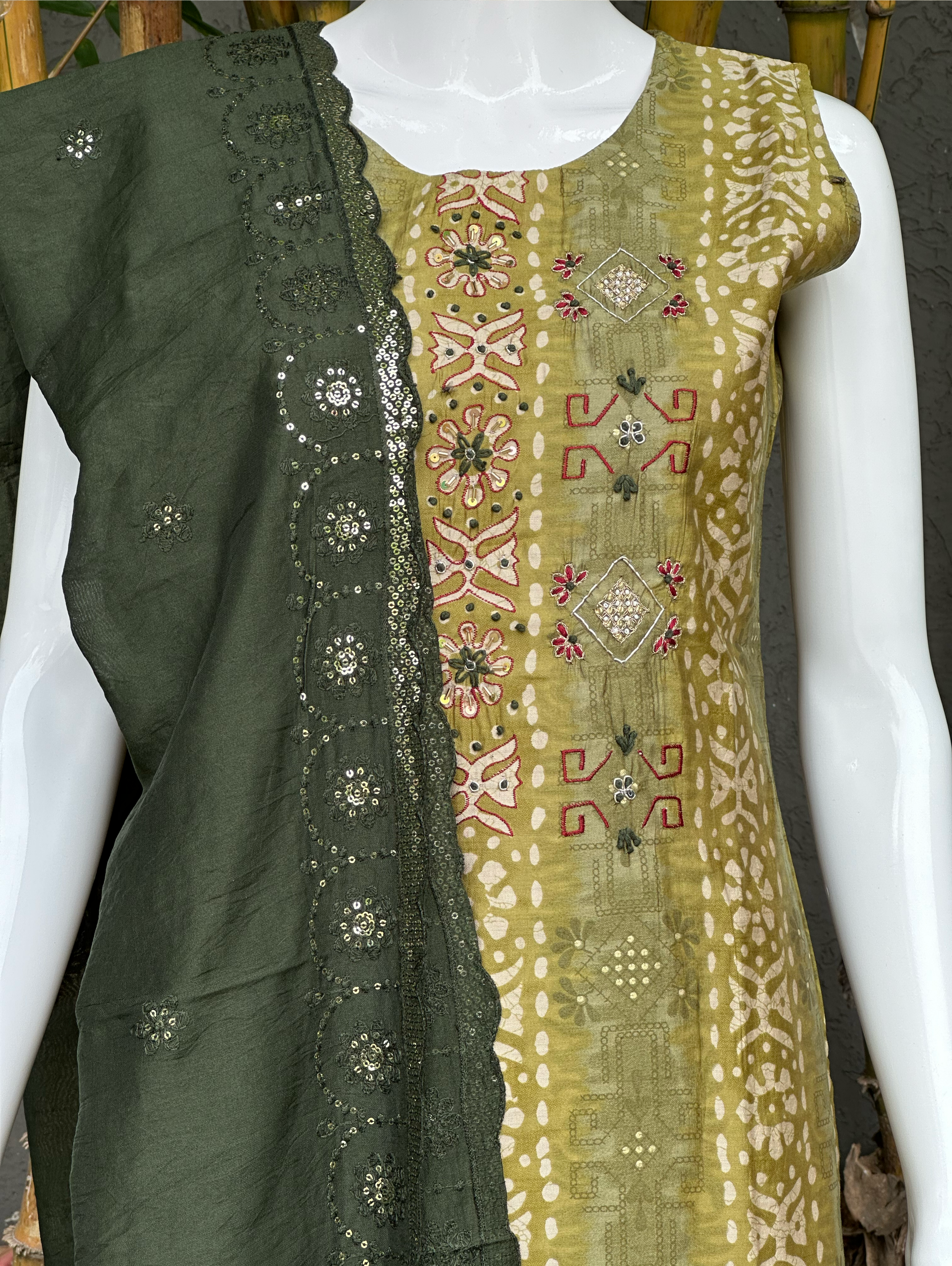 Image of Modal Print Embroidery work - 3 Piece