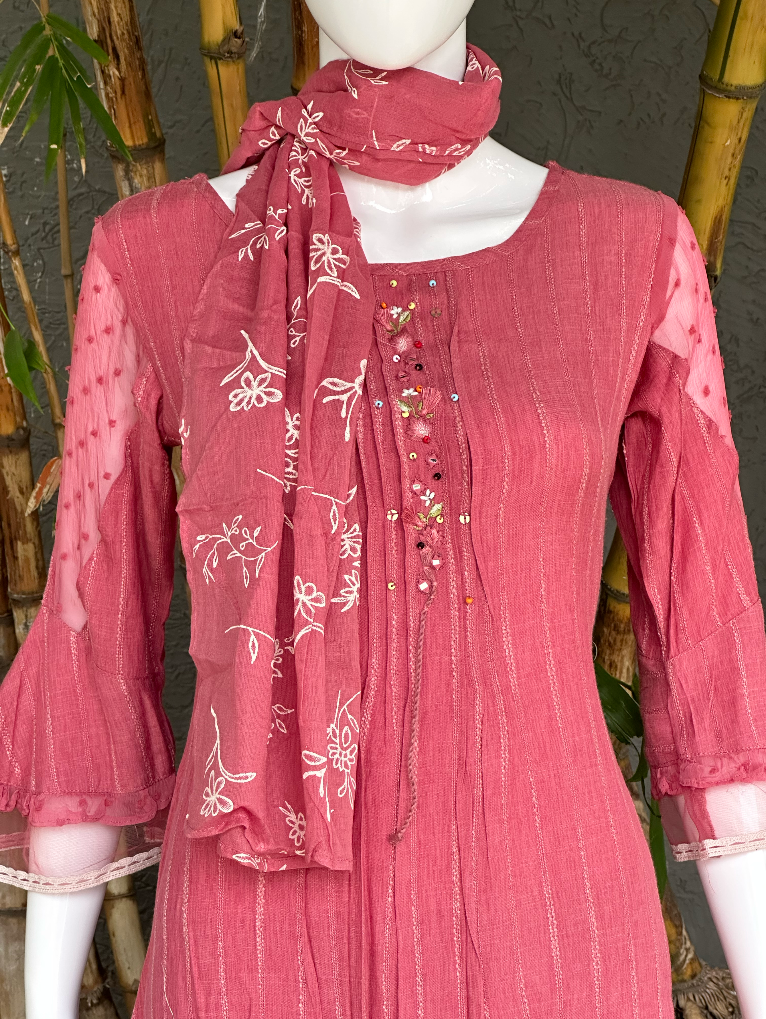 Image of Rayon Slub 3 Piece with Scarf & Lycra Pant