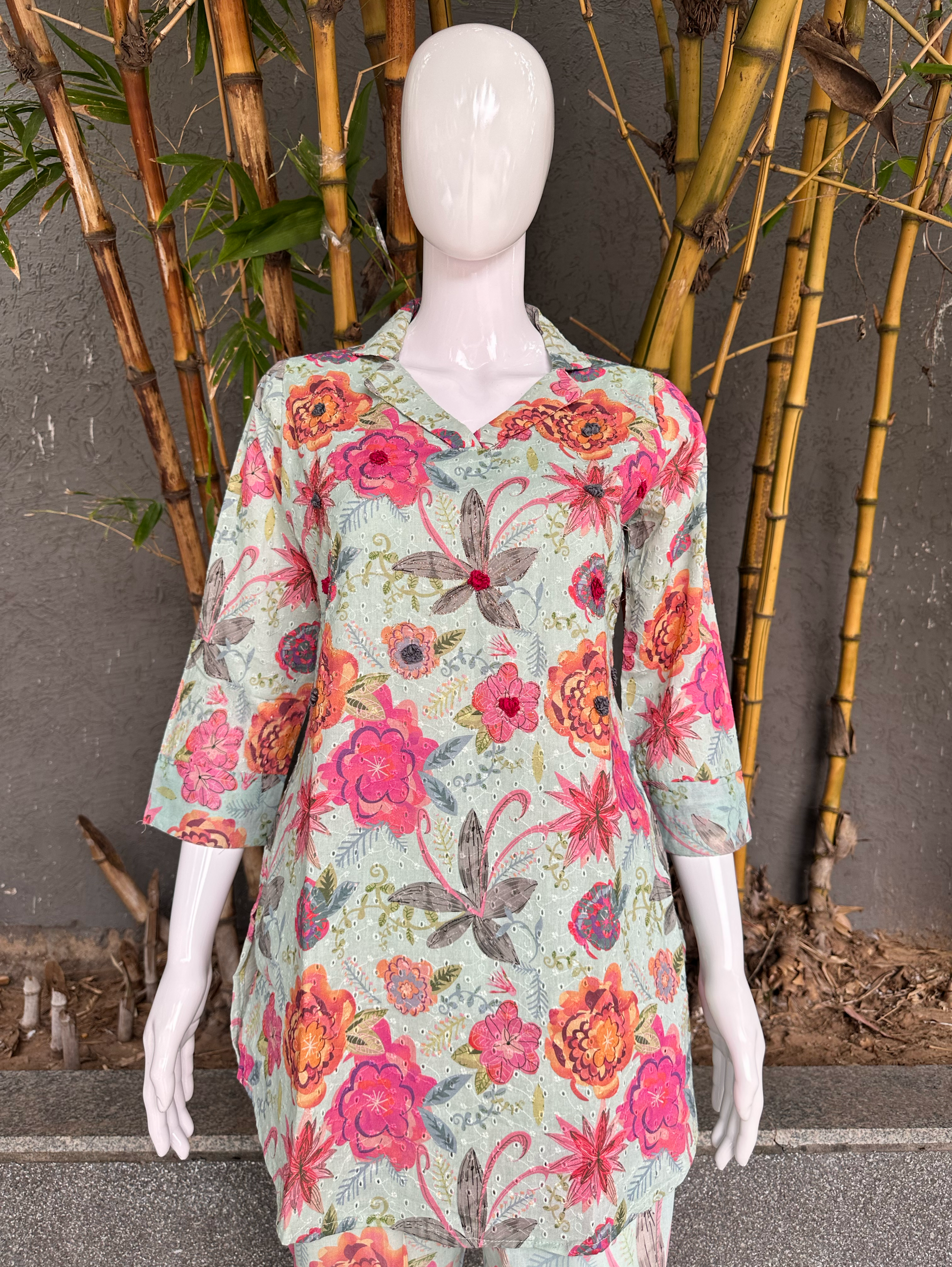 Lucknowi Cotton Embroidery thread work coords