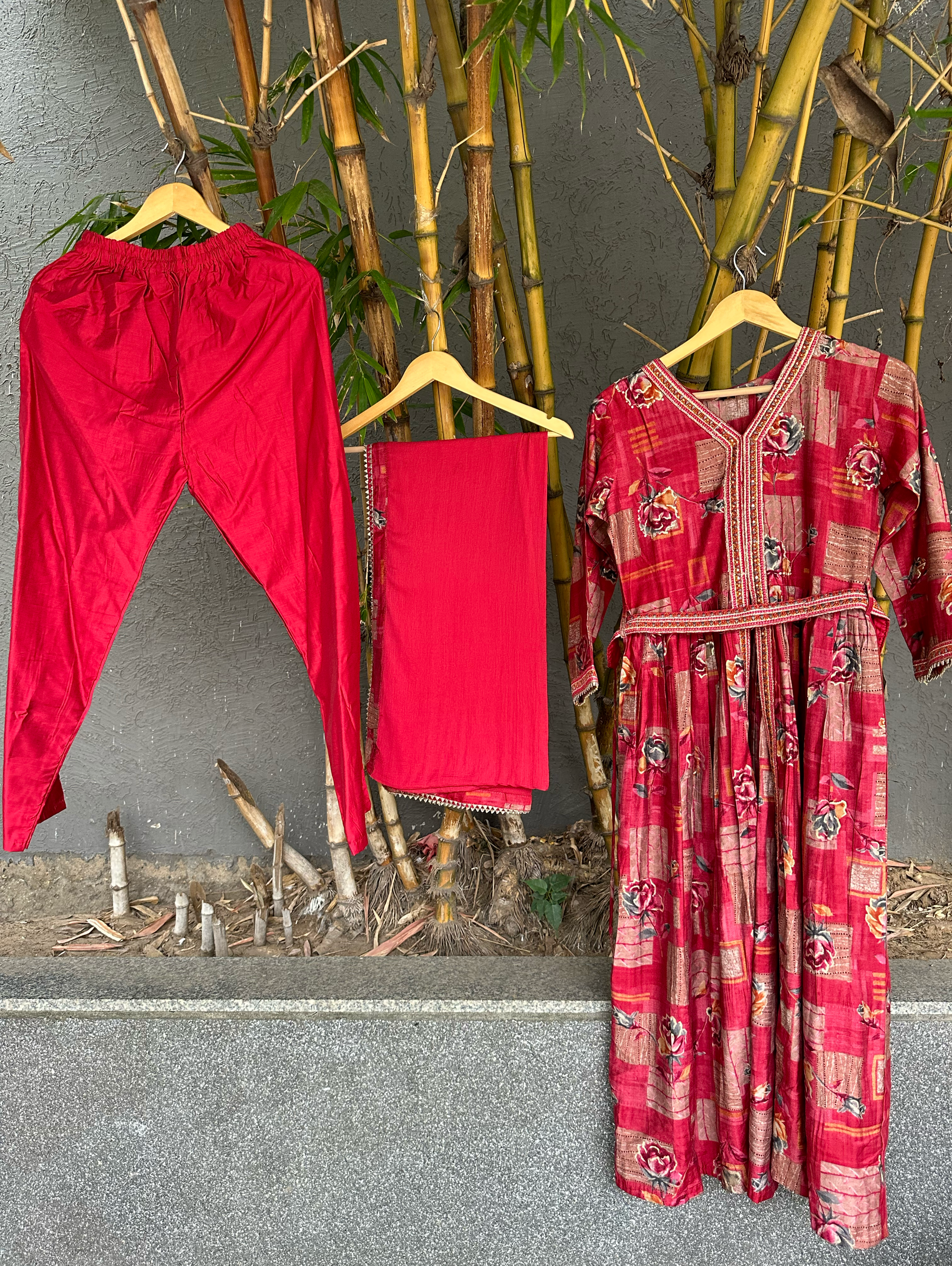 Muslin with Embroidery Sequence Kurti Set- 3 Piece