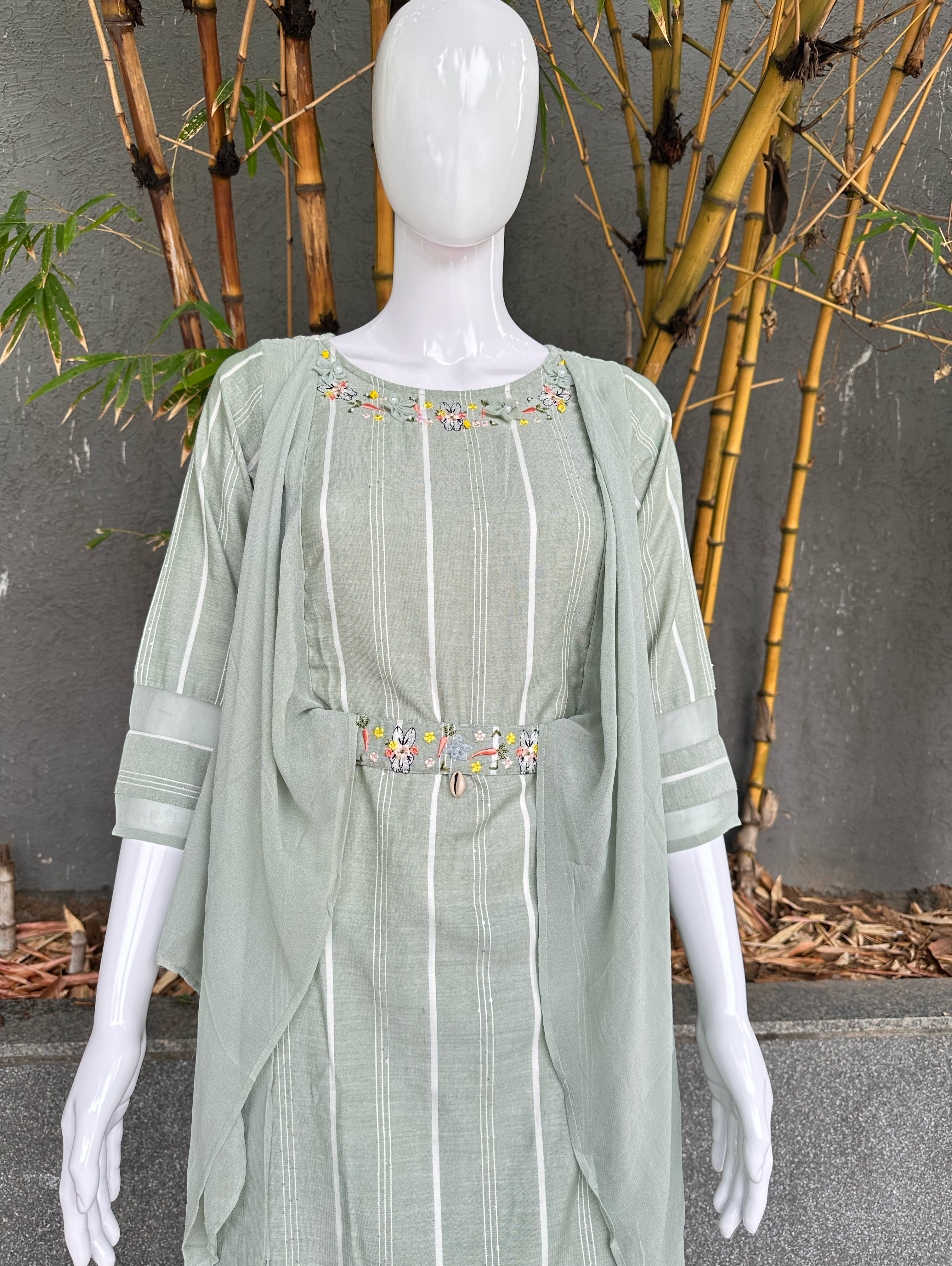 Image of Rayon Different cuts with Embroidery and belt work