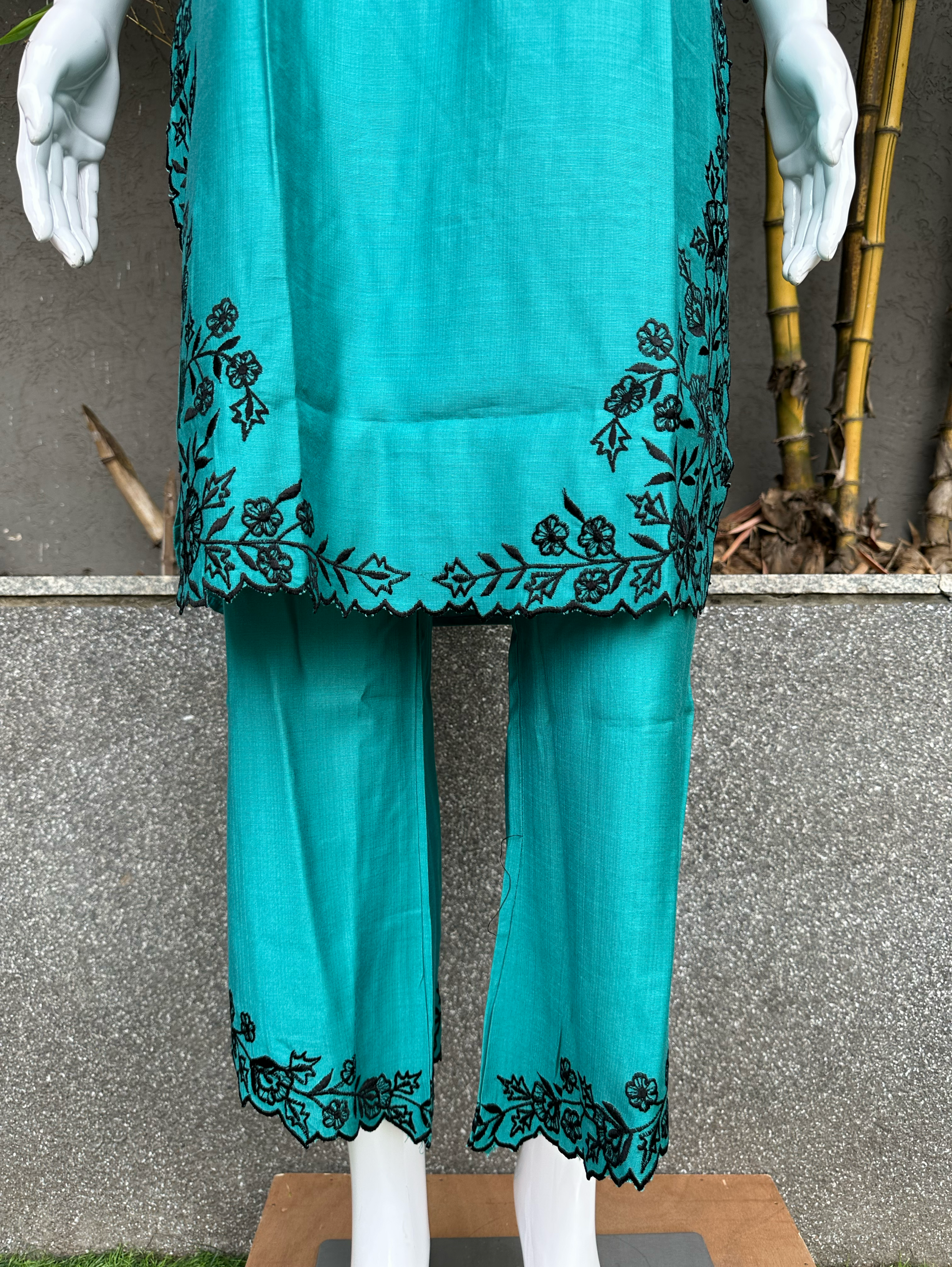 Blue Rayon Embroidery Coords - Palazzo Pant