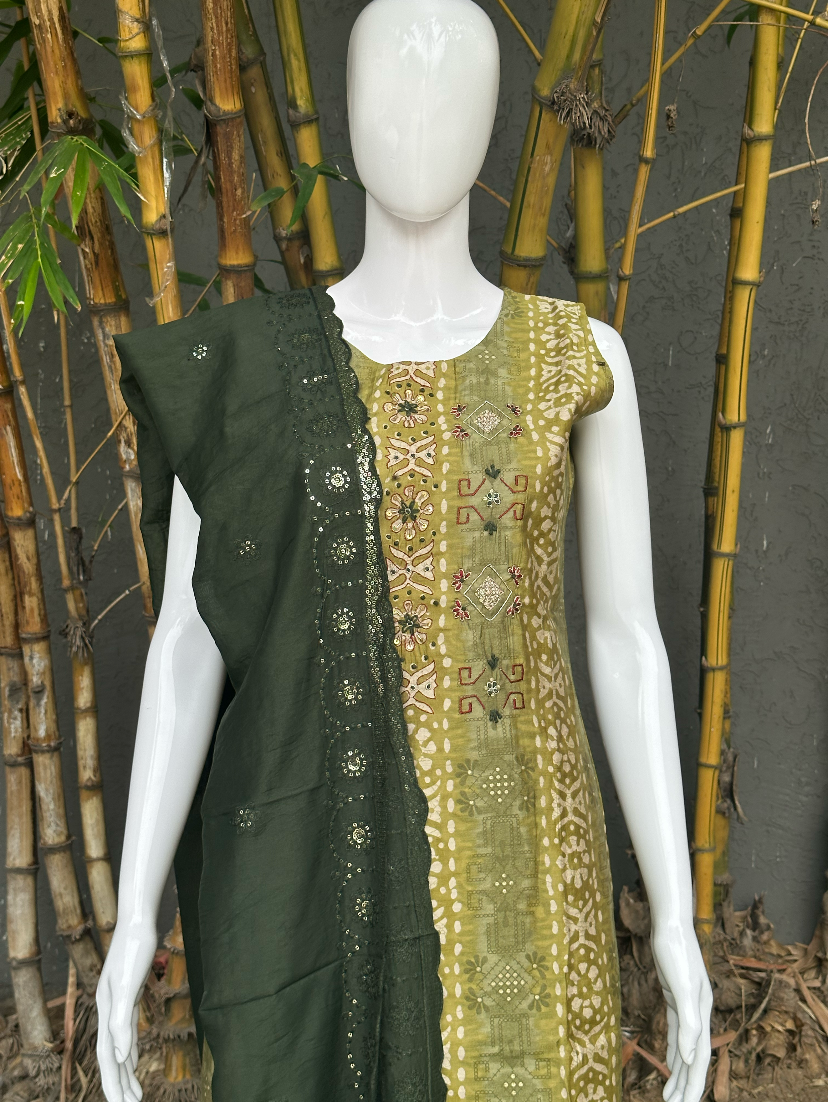 Image of Modal Print Embroidery work - 3 Piece