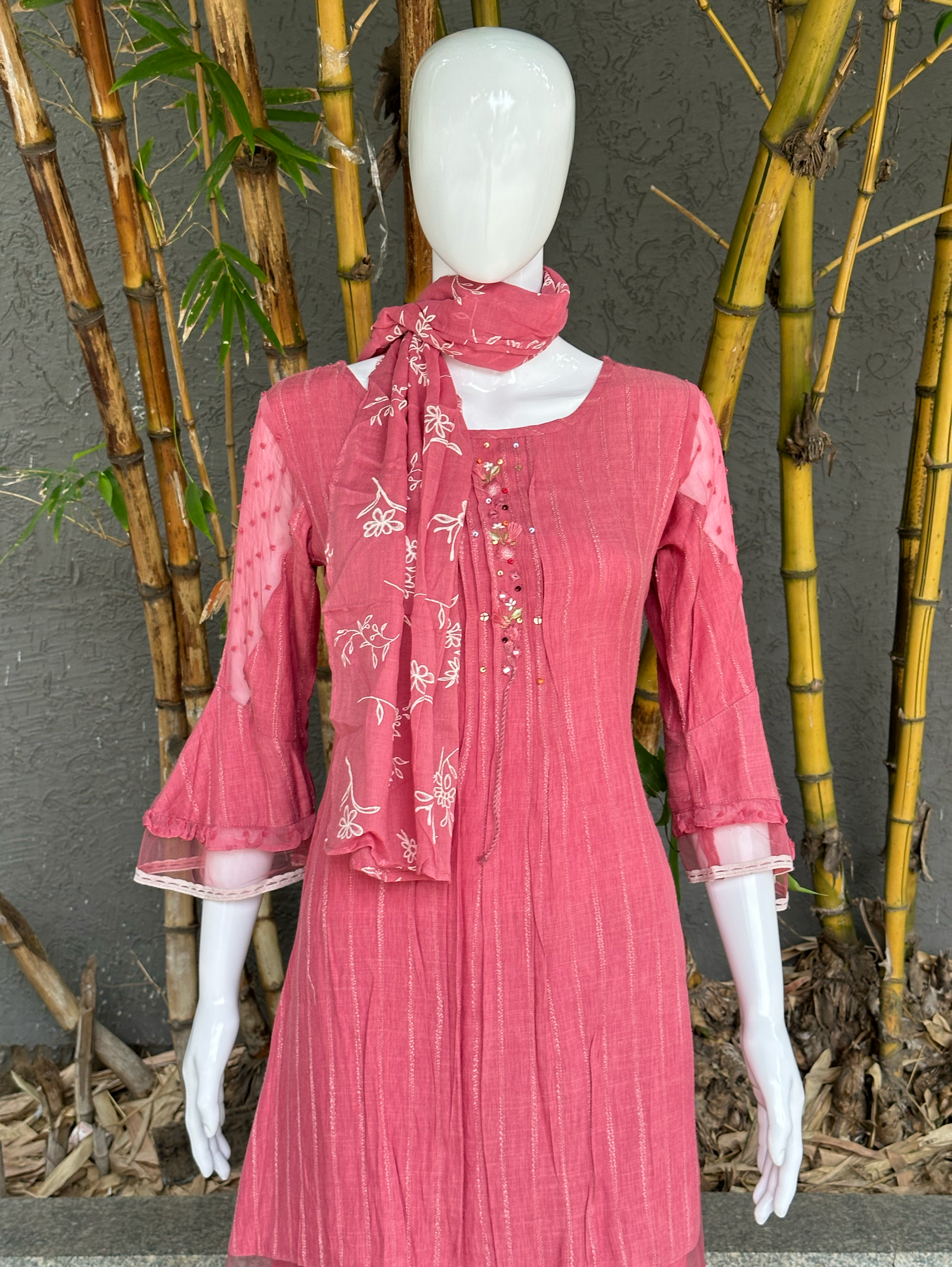 Image of Rayon Slub 3 Piece with Scarf & Lycra Pant