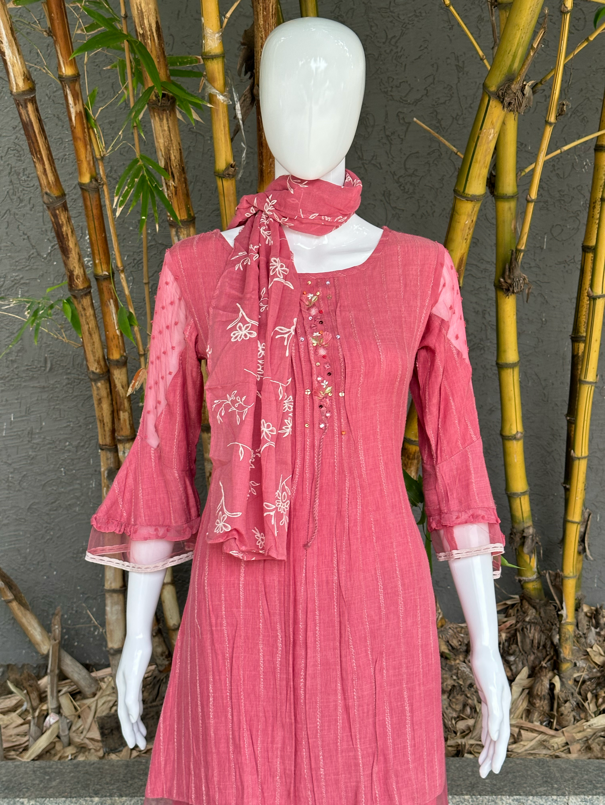 Rayon Slub 3 Piece with Scarf & Lycra Pant