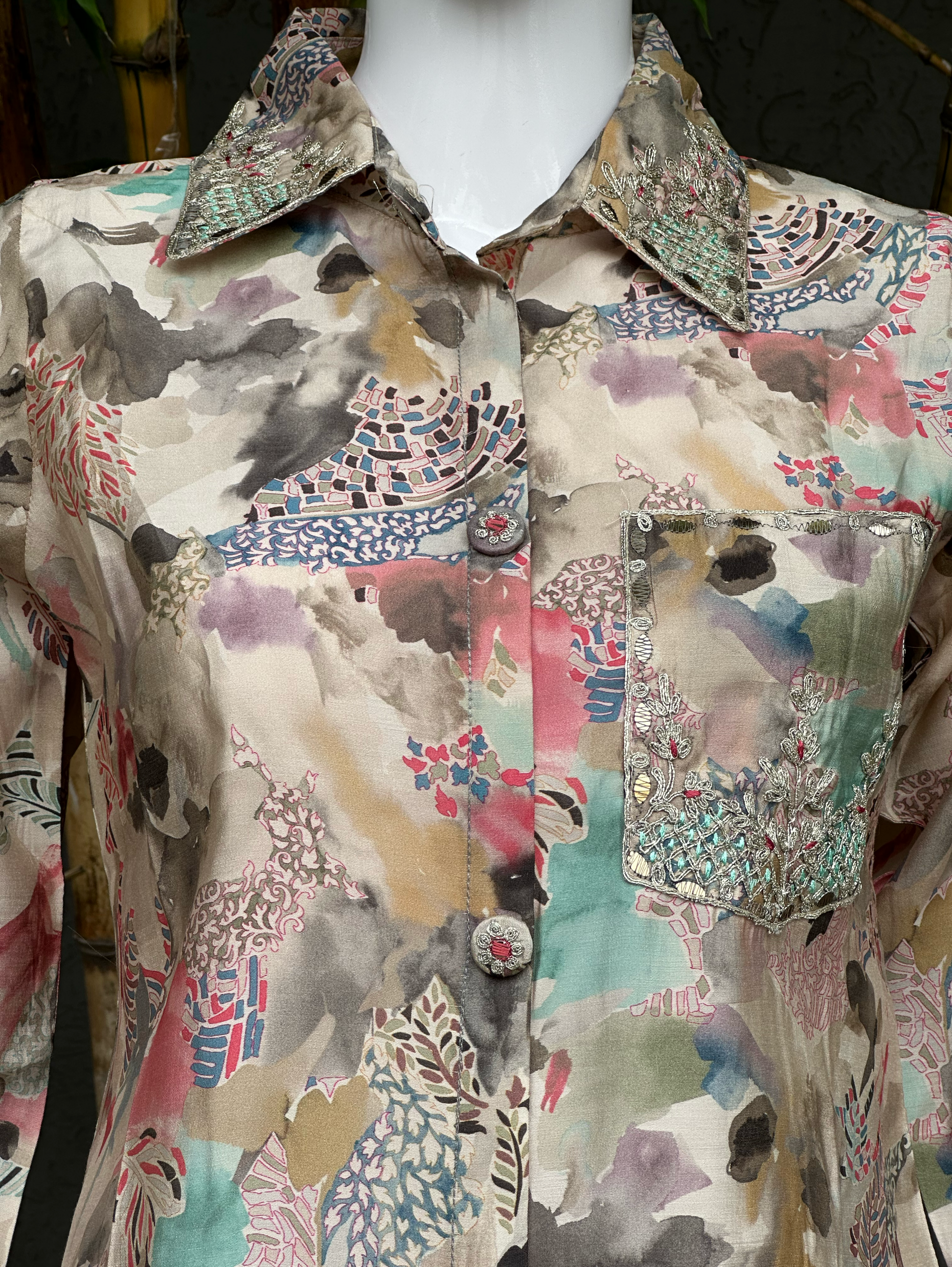 Muslin Collar & Pocket Embroidery Coords
