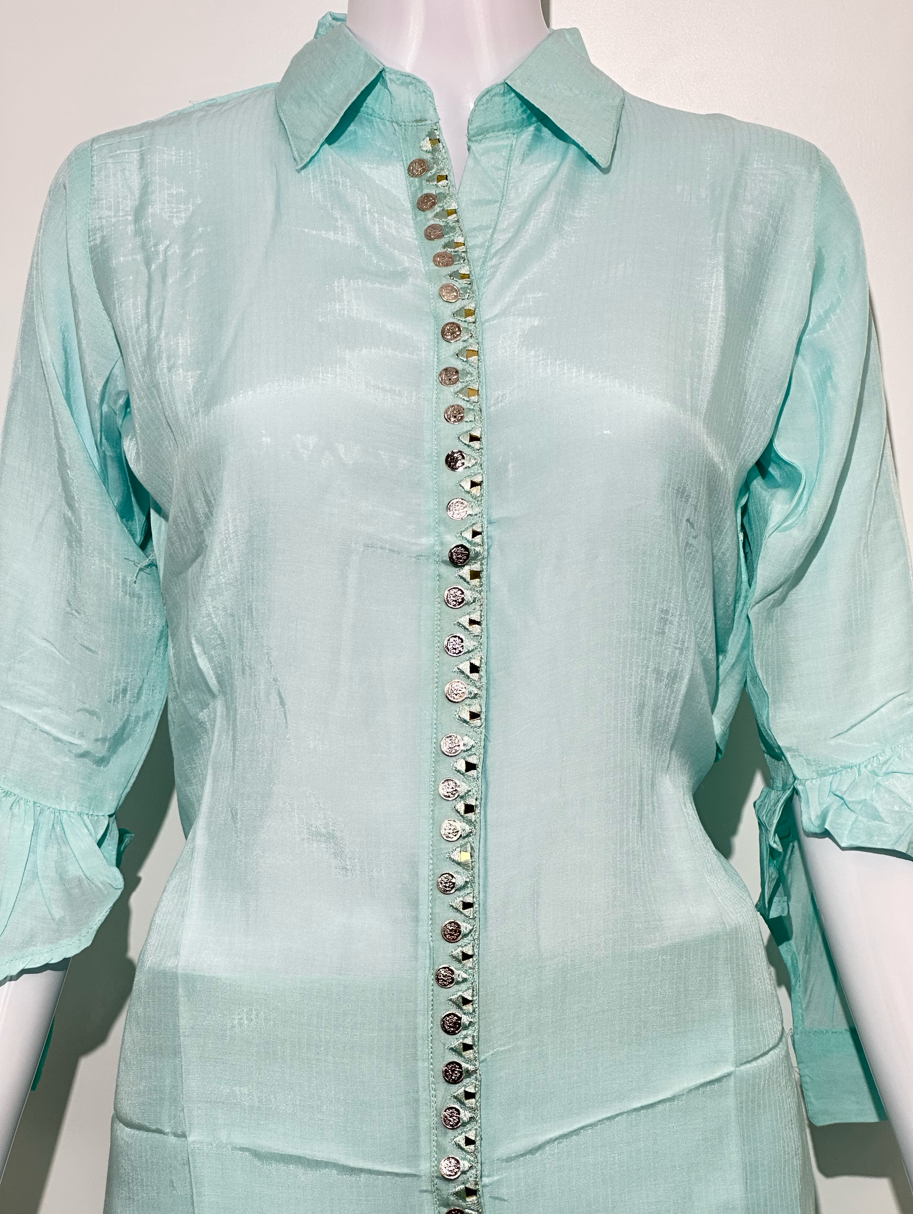 Image of Muslin Stand Patti with Accessories work Coords