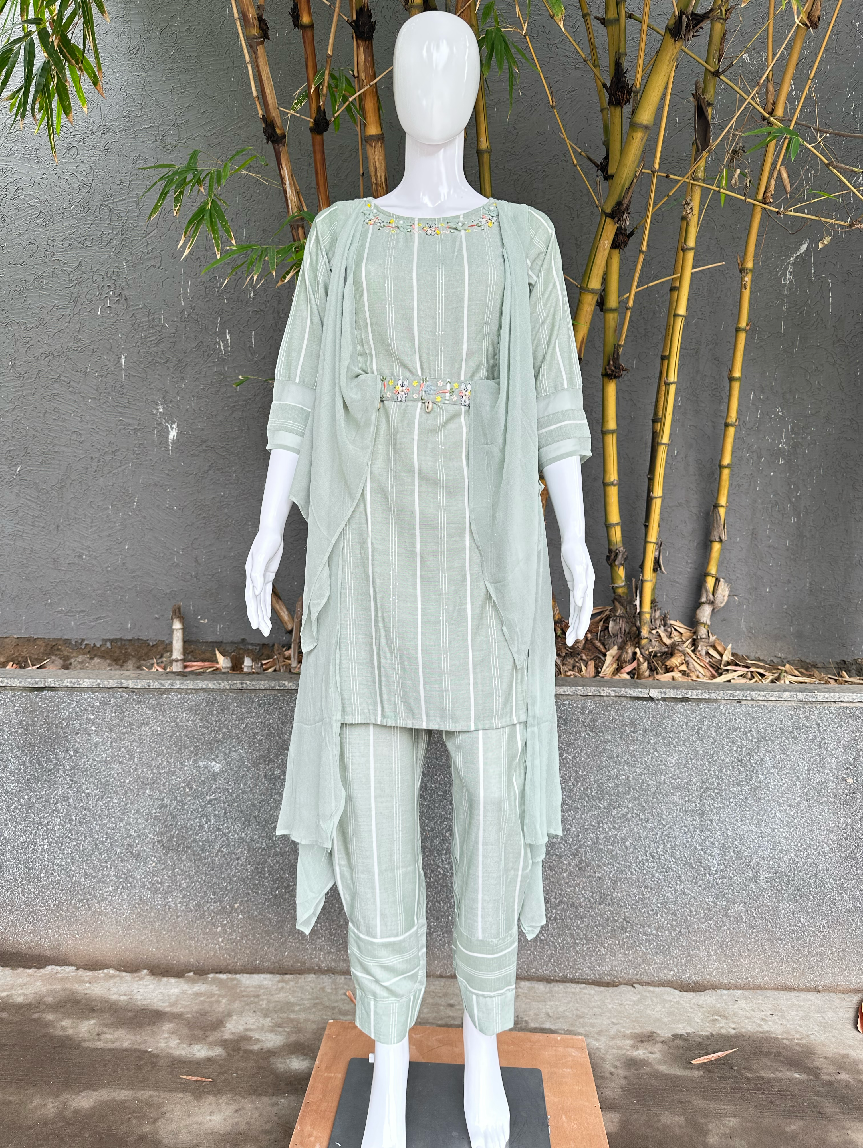 Image of Rayon Different cuts with Embroidery and belt work