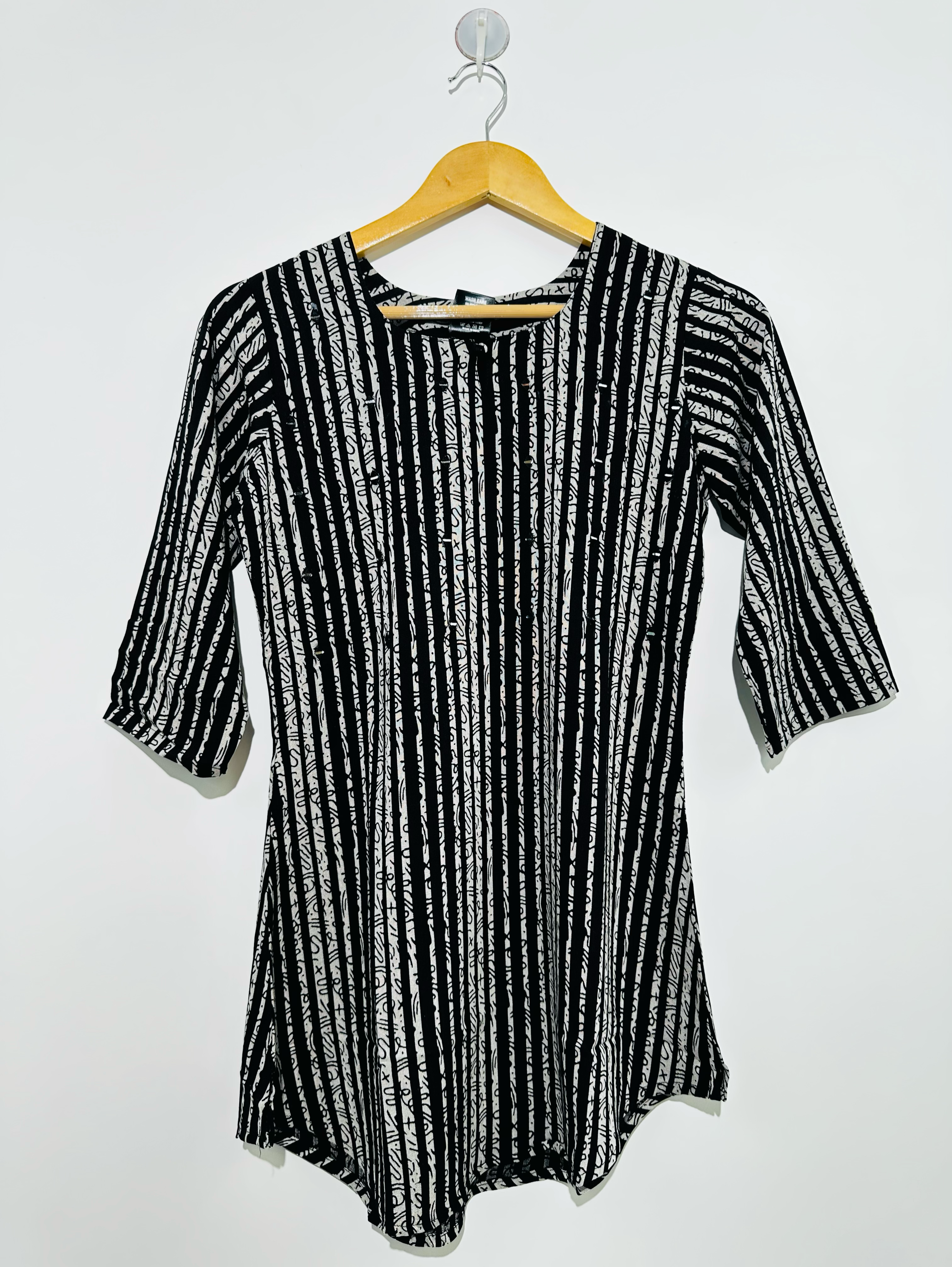 Image of Imported Fabric with Stripe and Embroidery work