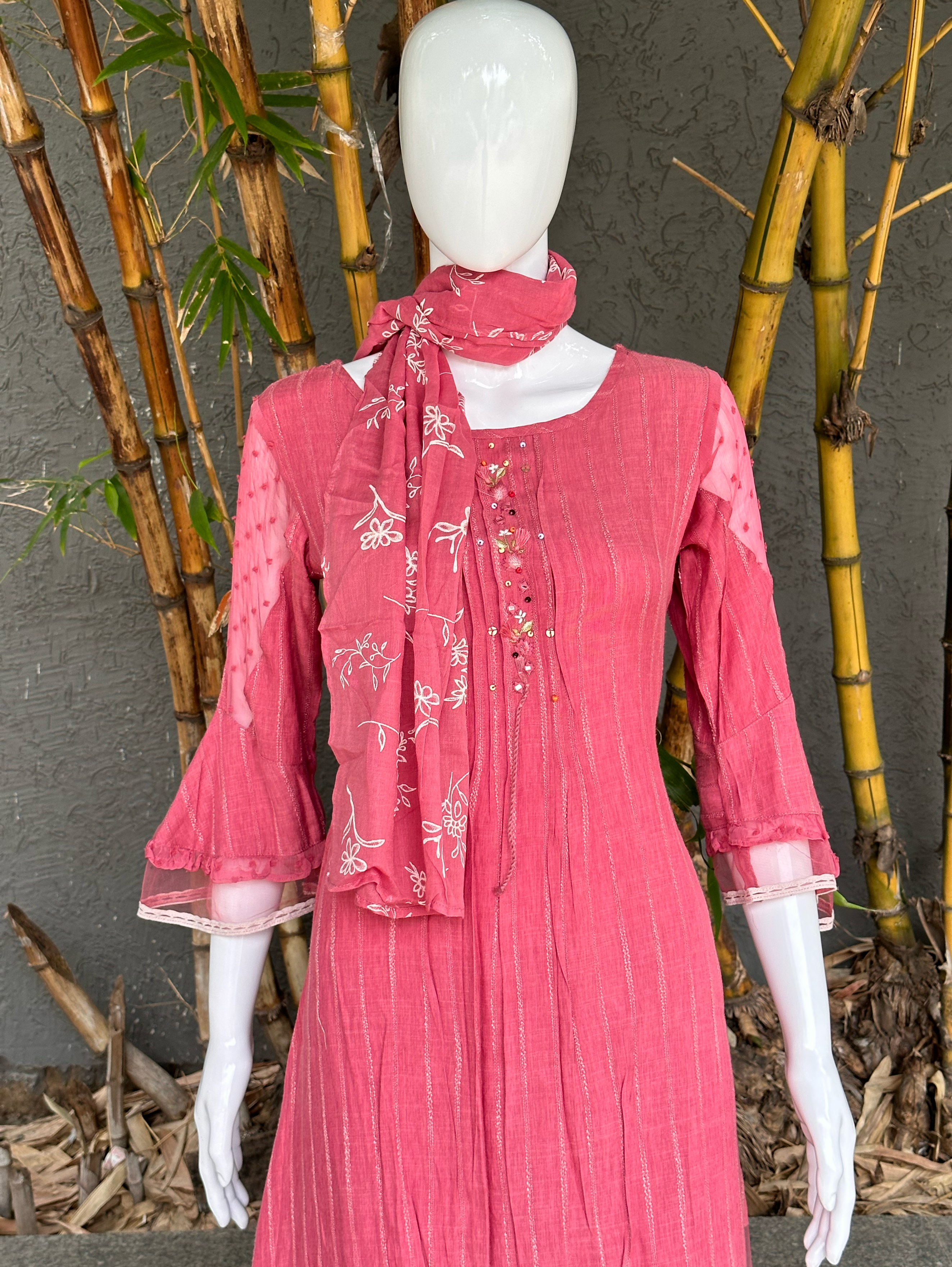 Image of Rayon Slub 3 Piece with Scarf & Lycra Pant