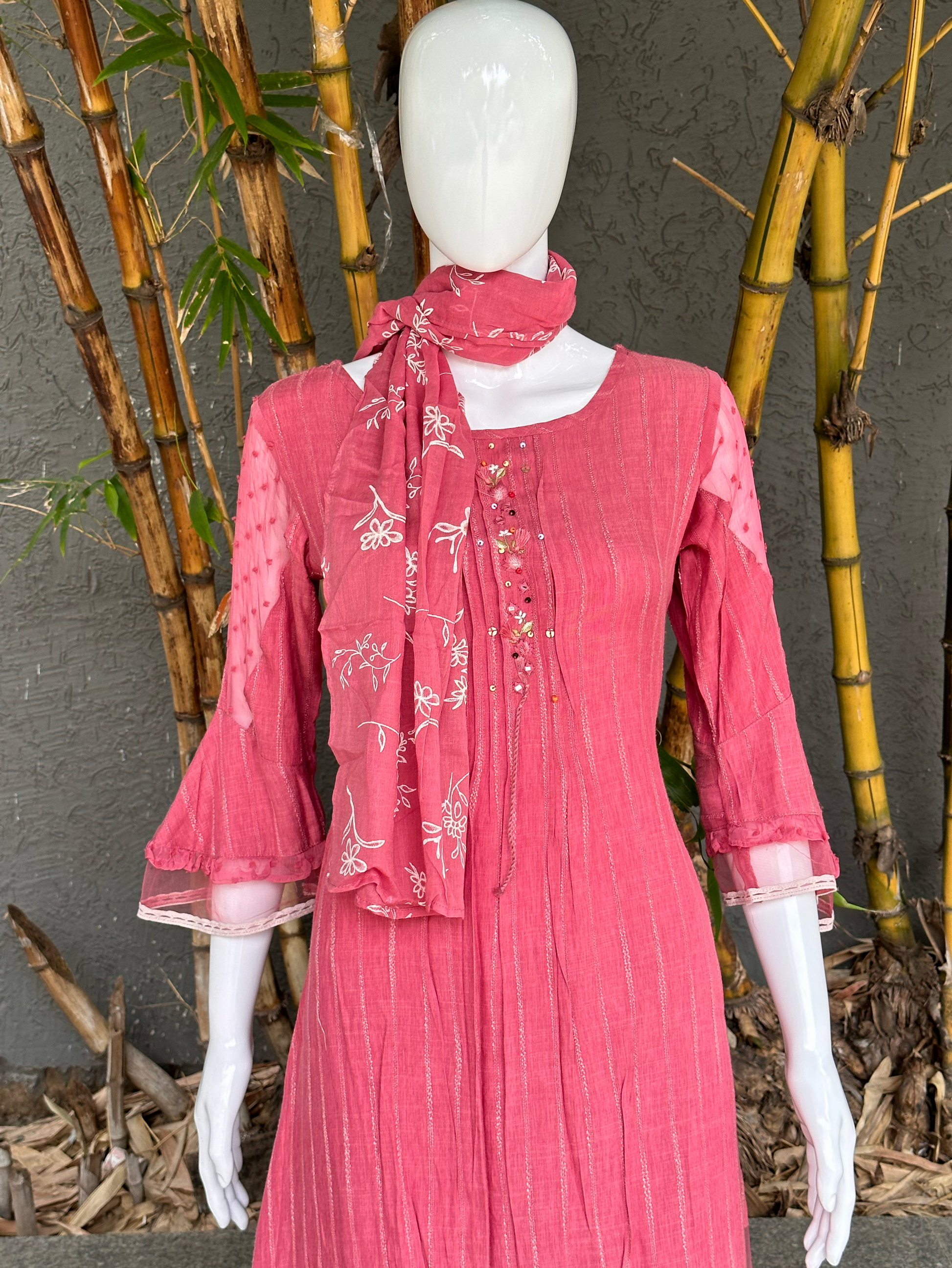 Rayon Slub 3 Piece with Scarf & Lycra Pant