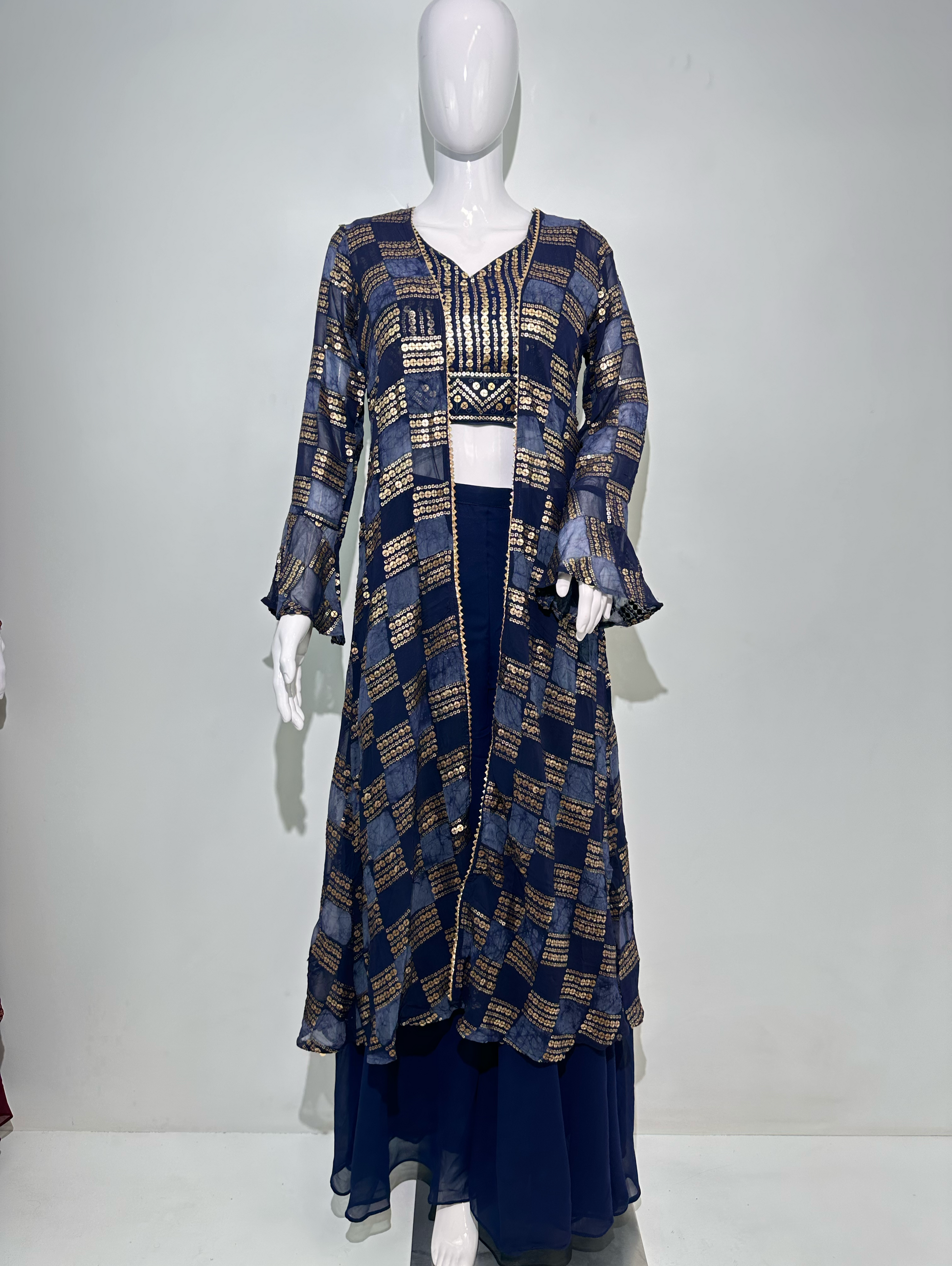 Blue Georgette Three Piece Set