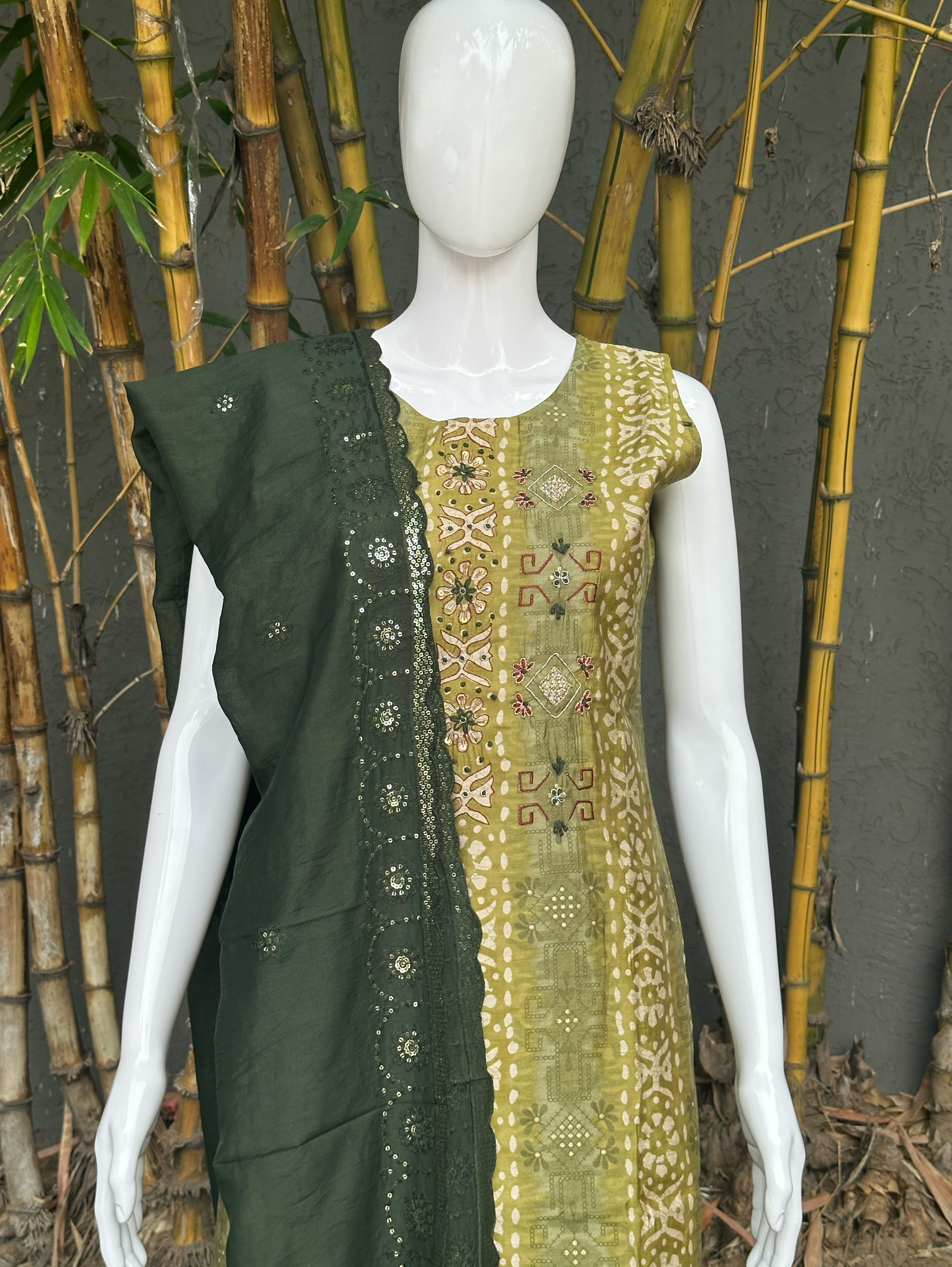 Image of Modal Print Embroidery work - 3 Piece