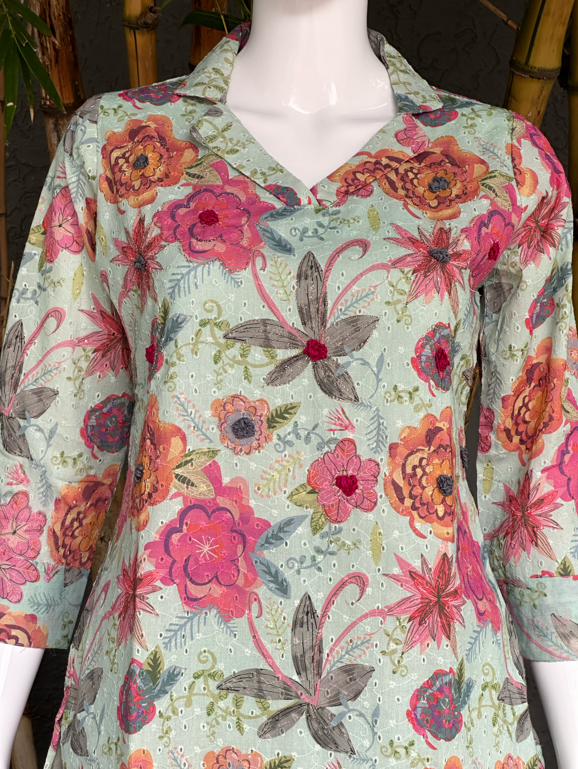 Lucknowi Cotton Embroidery thread work coords