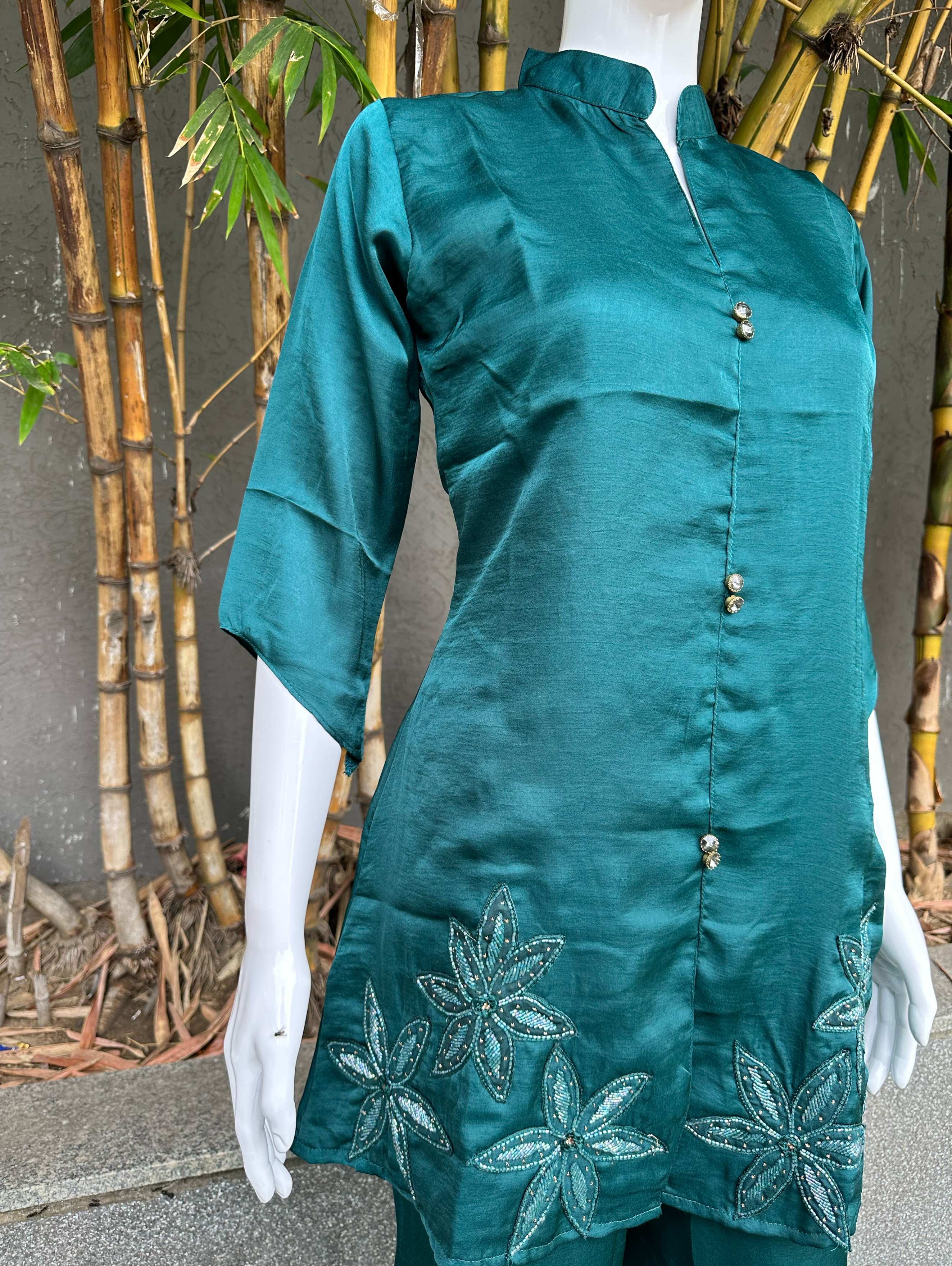 Image of Soft Silk Hand work Coords with Plazzo