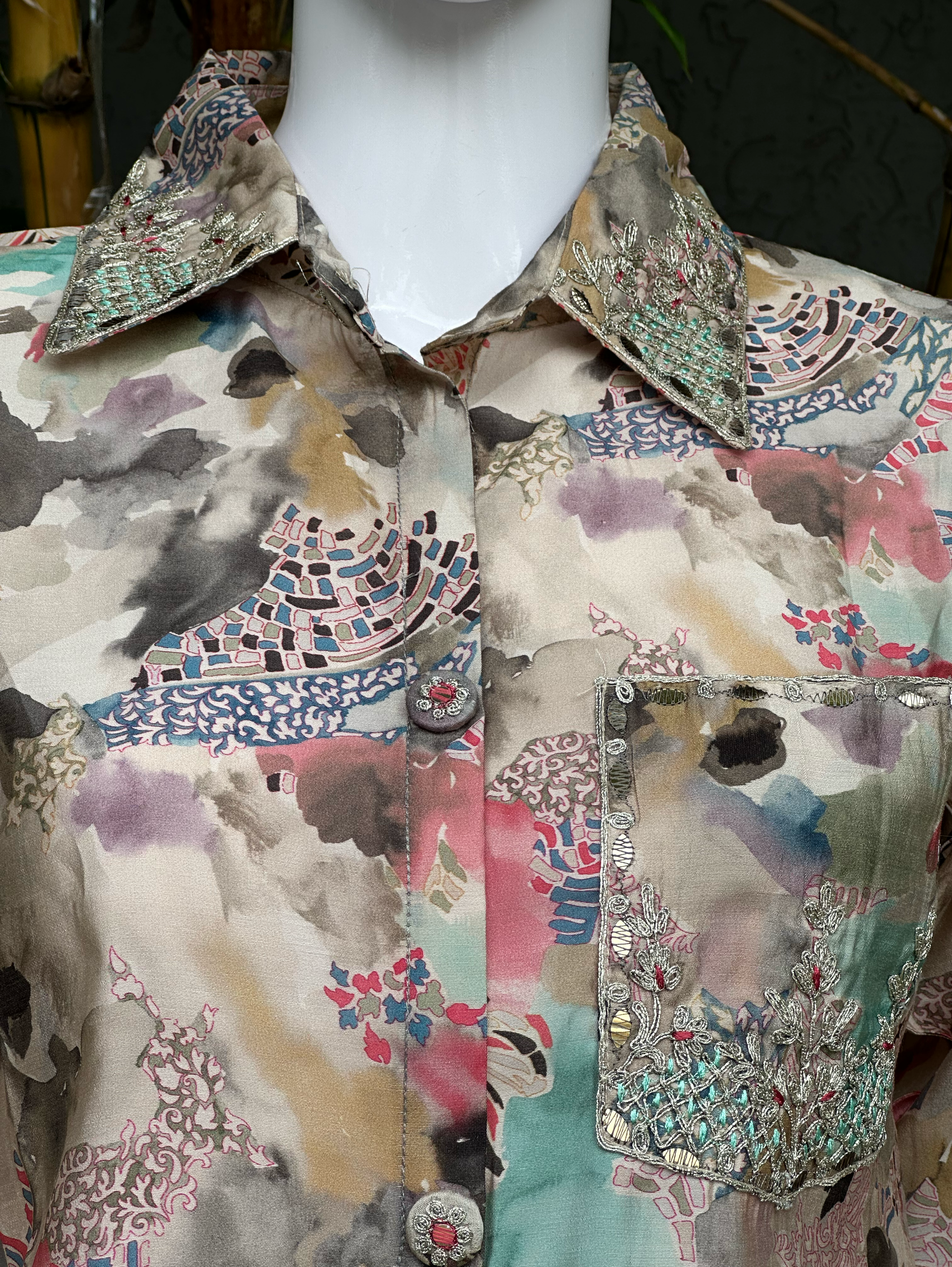 Image of Muslin Collar & Pocket Embroidery Coords