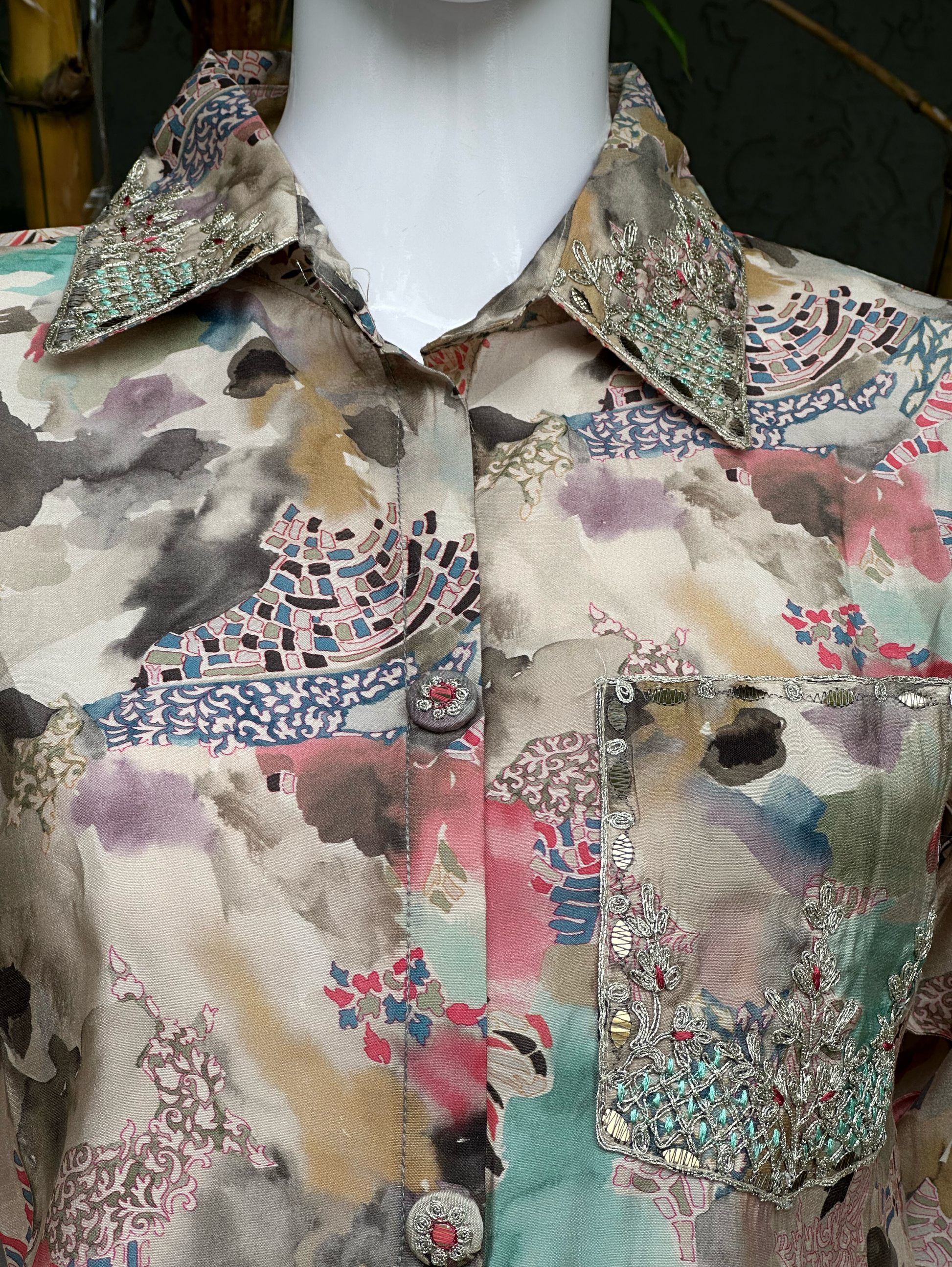Muslin Collar & Pocket Embroidery Coords