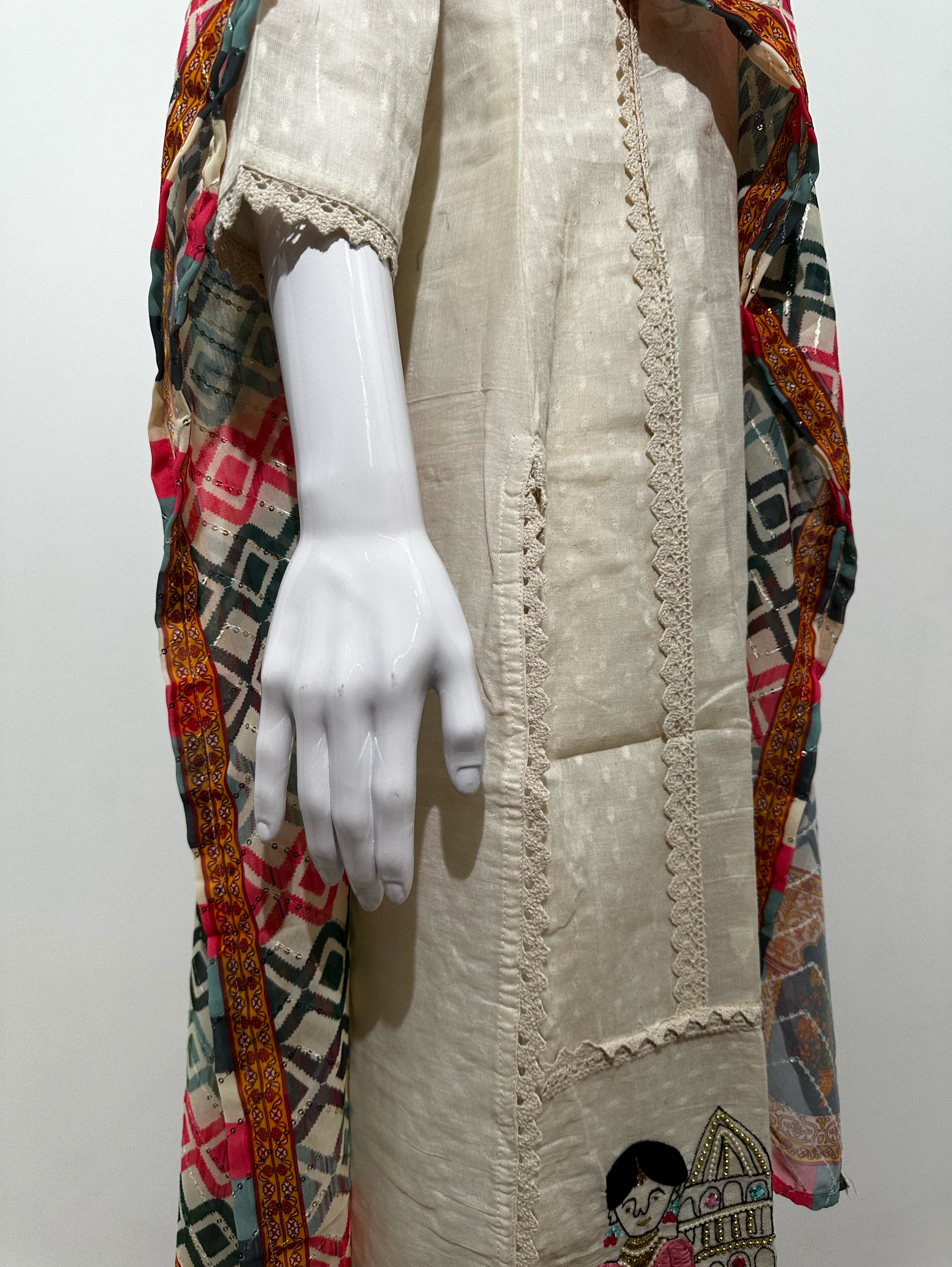Afghani Style Daman Thread work  - 3 Piece