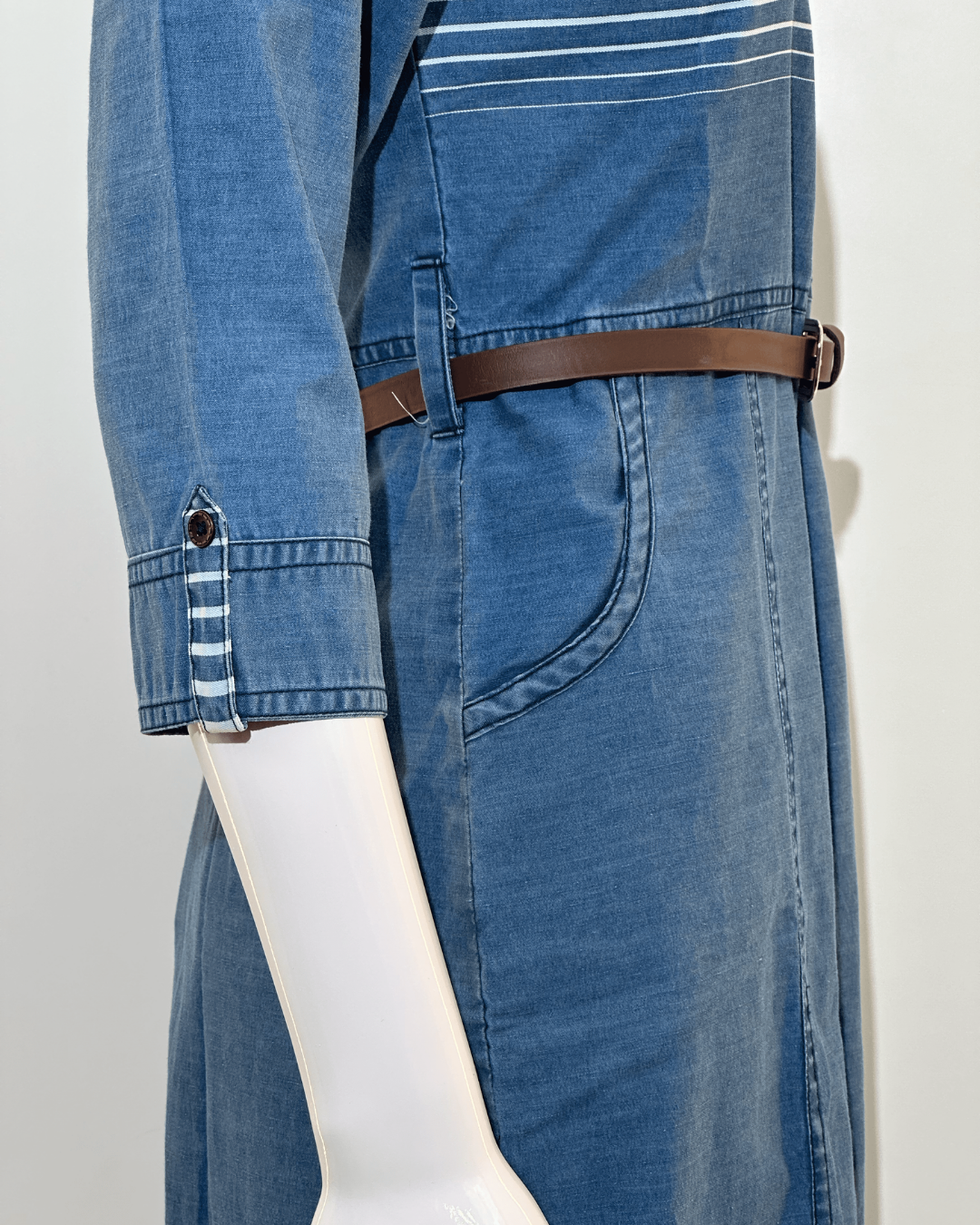 Image of Stripe Denim Mindy Dress with Belt