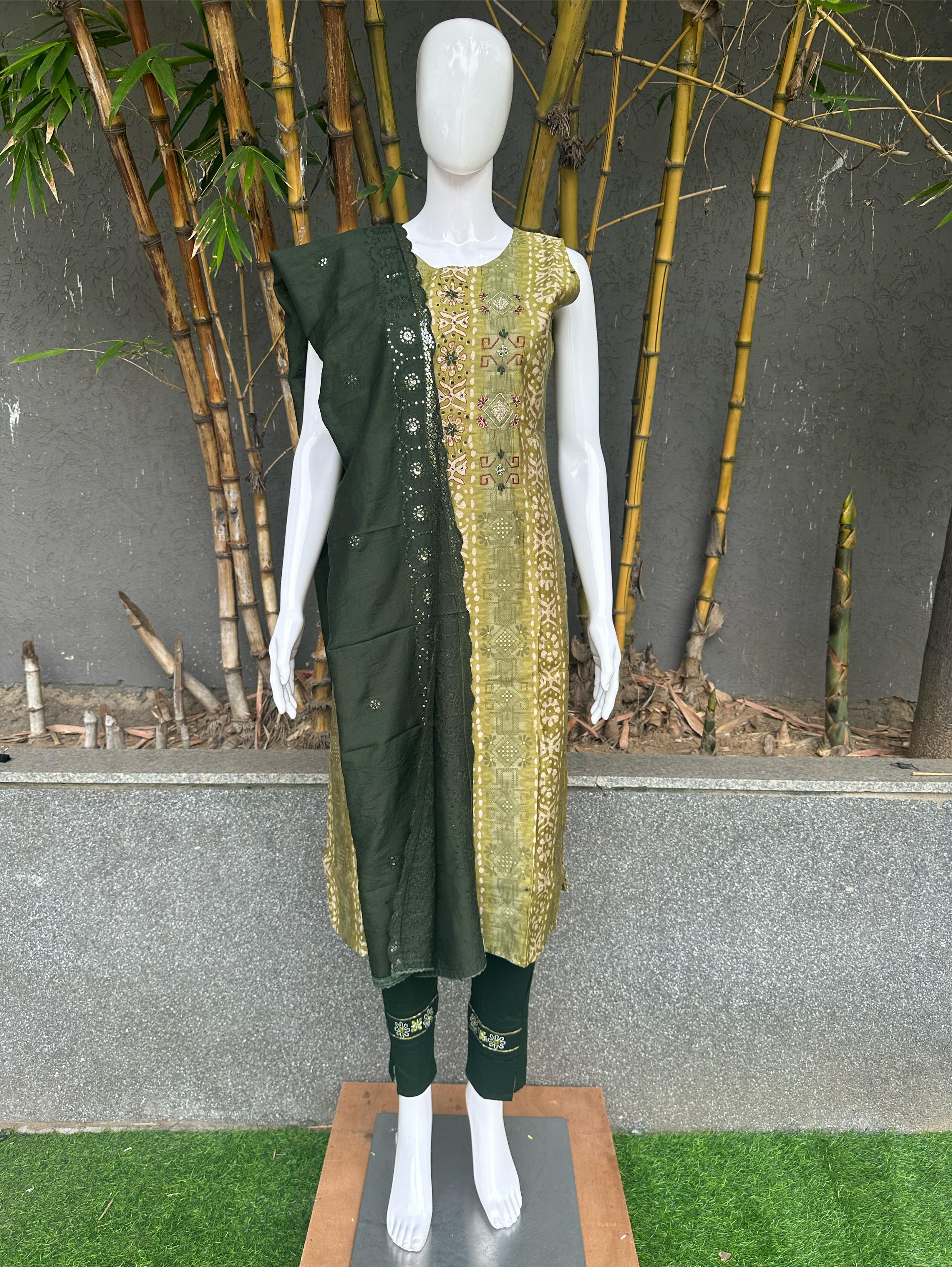 Image of Modal Print Embroidery work - 3 Piece