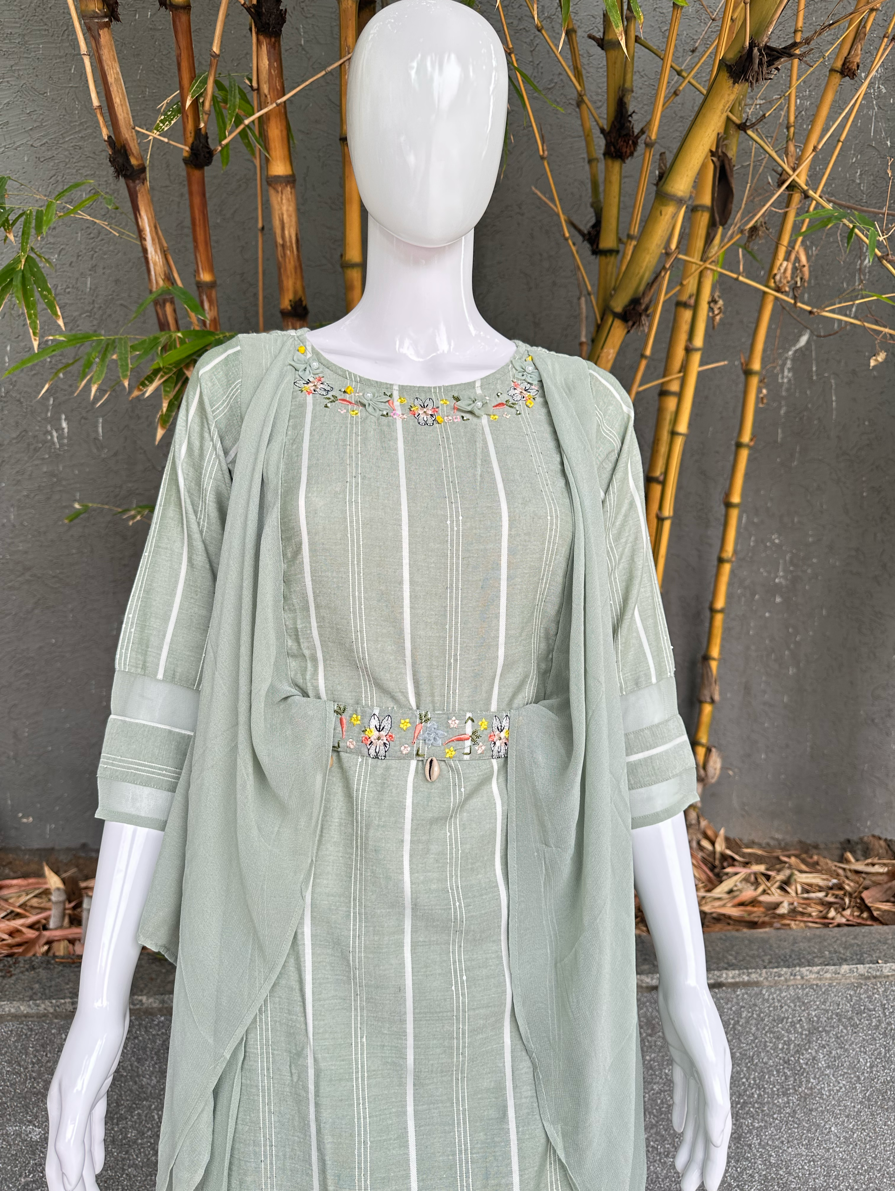 Image of Rayon Different cuts with Embroidery and belt work