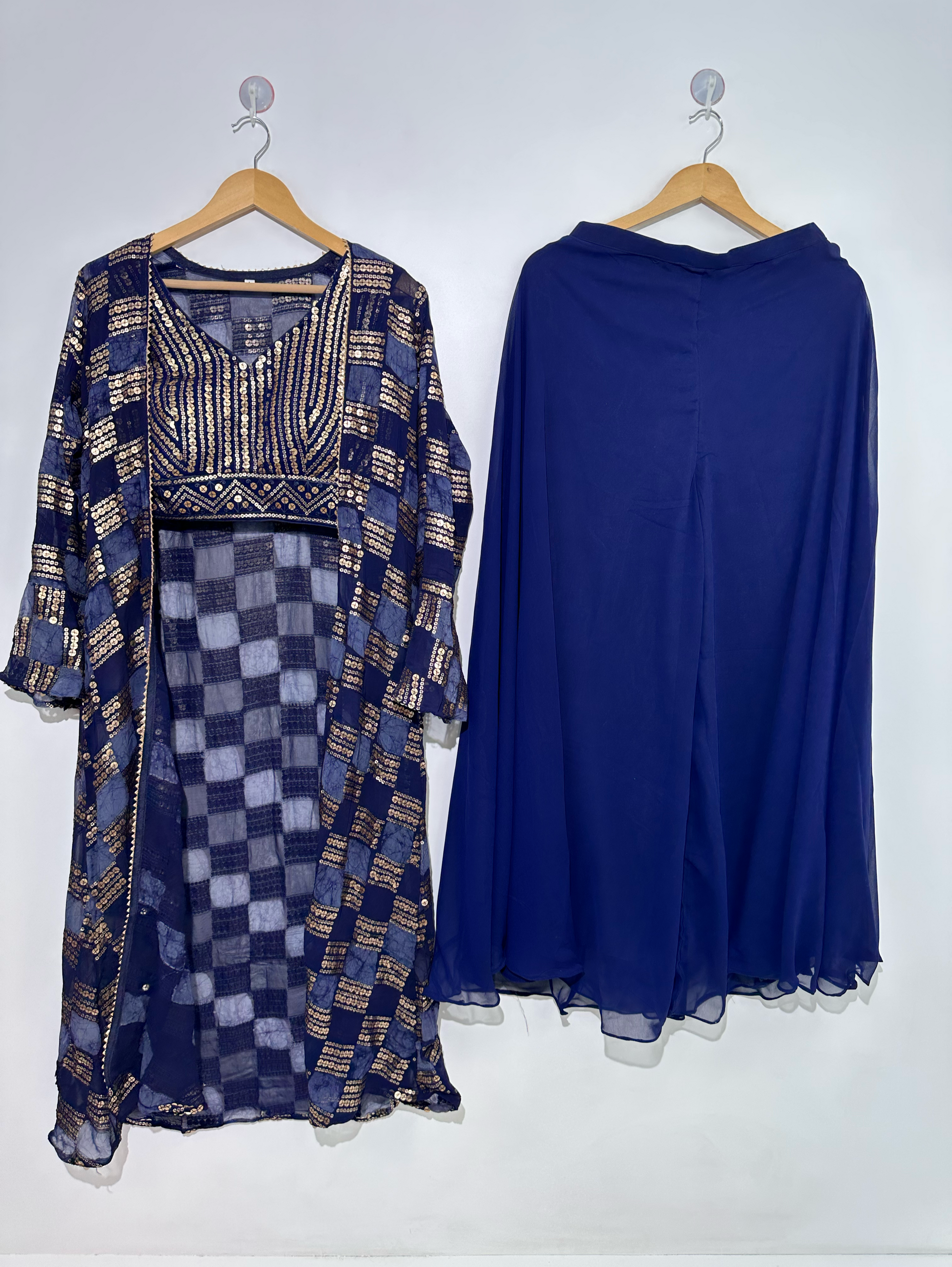 Blue Georgette Three Piece Set