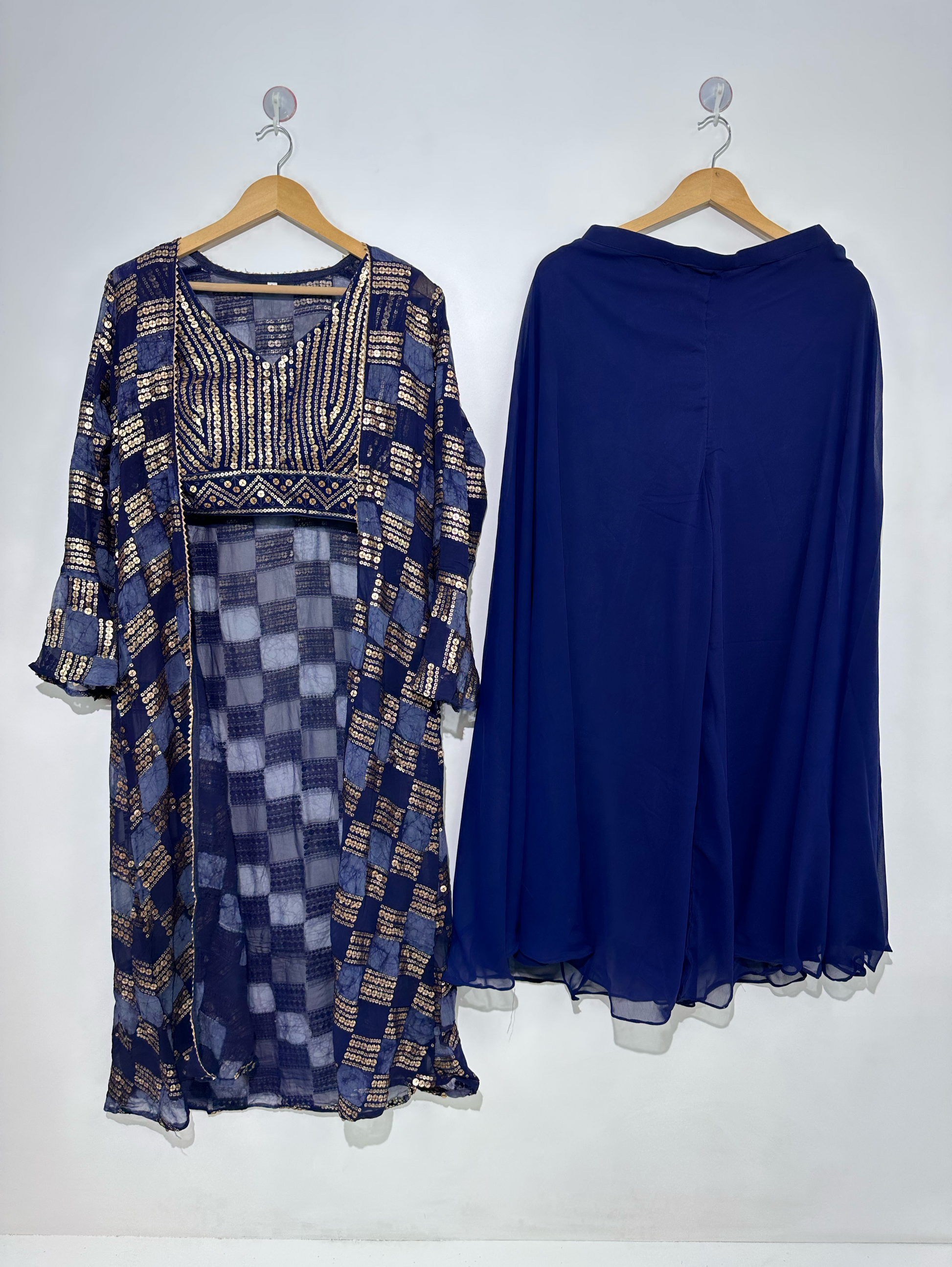 Blue Georgette Three Piece Set