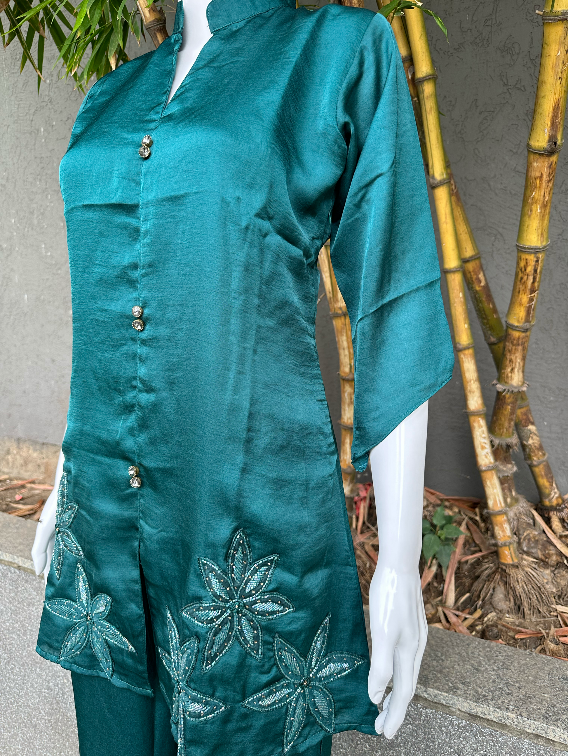 Soft Silk Hand work Coords with Plazzo