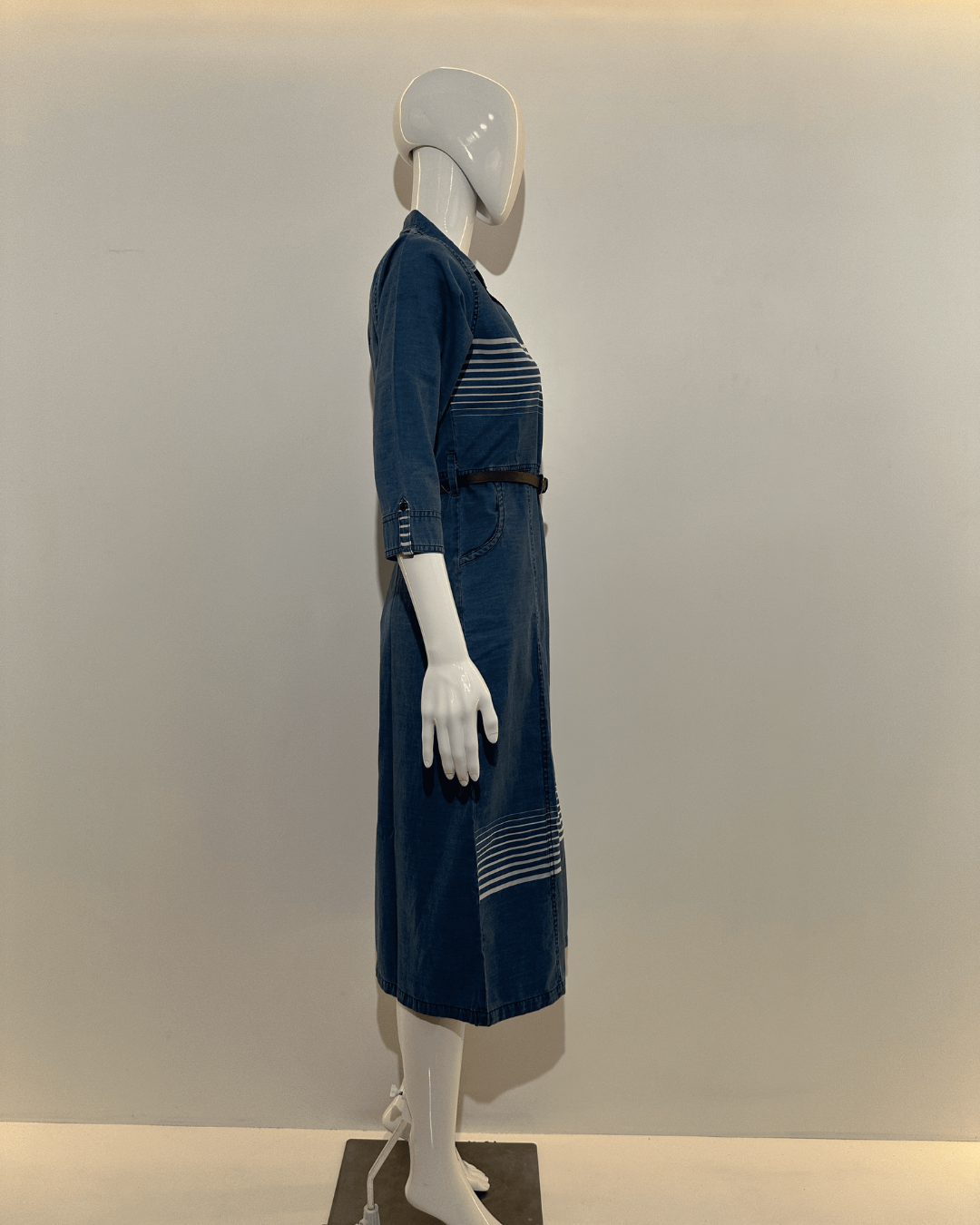 Image of Stripe Denim Mindy Dress with Belt
