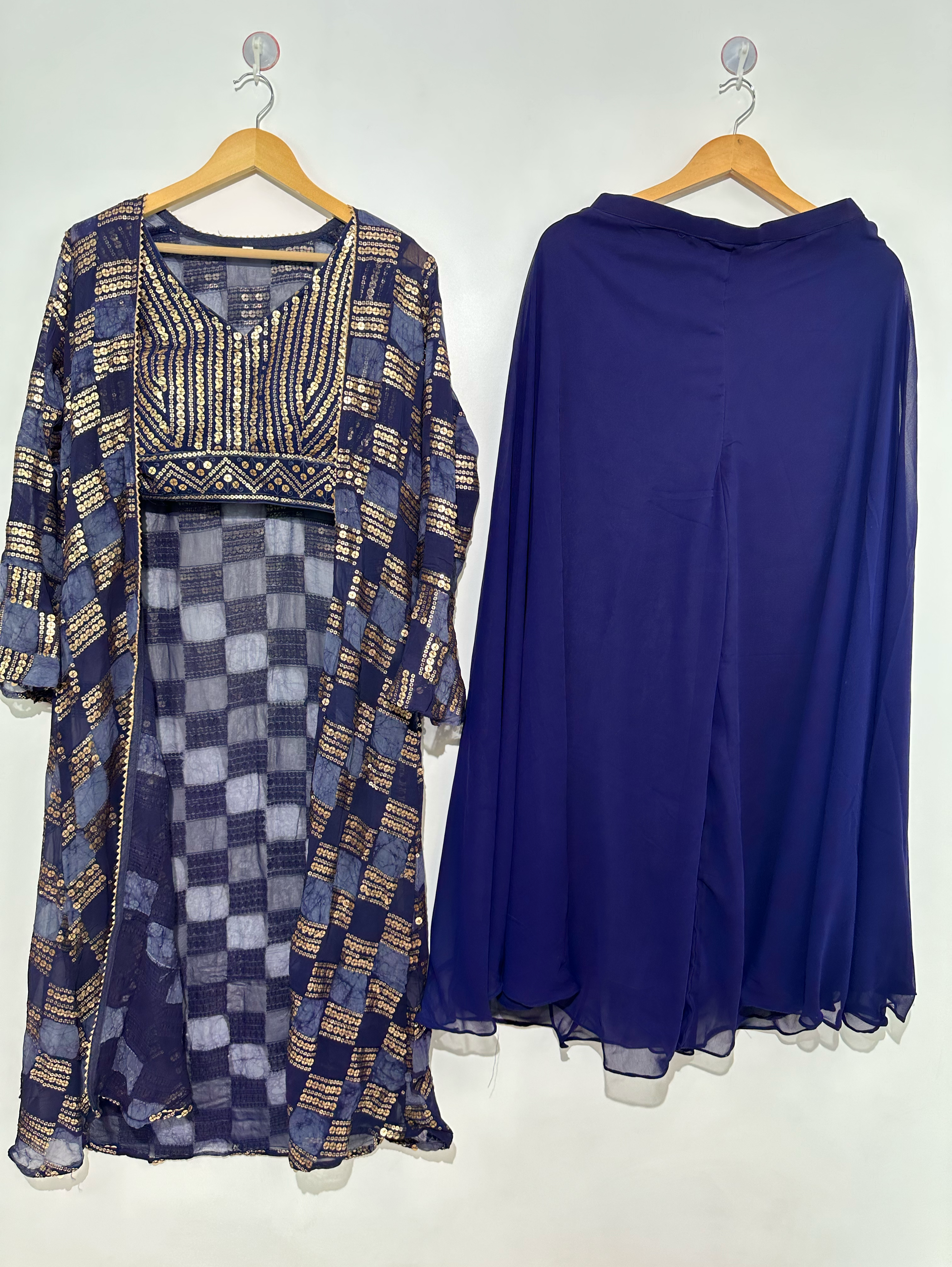 Image of Blue Georgette Three Piece Set