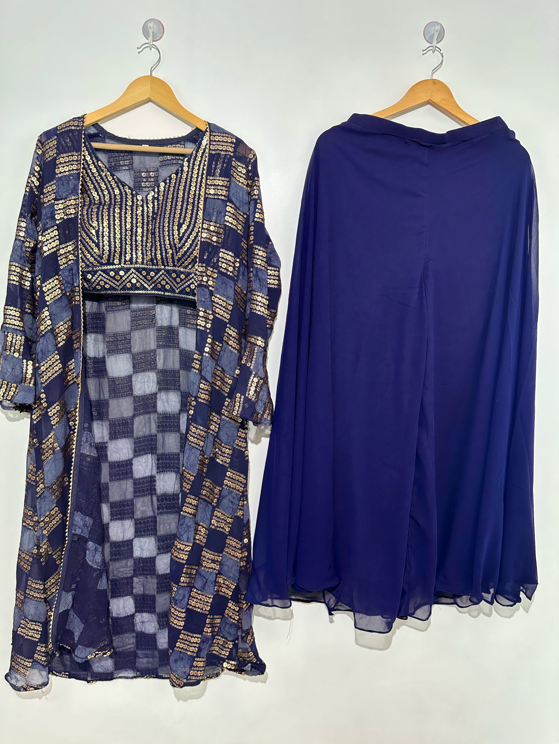 Blue Georgette Three Piece Set