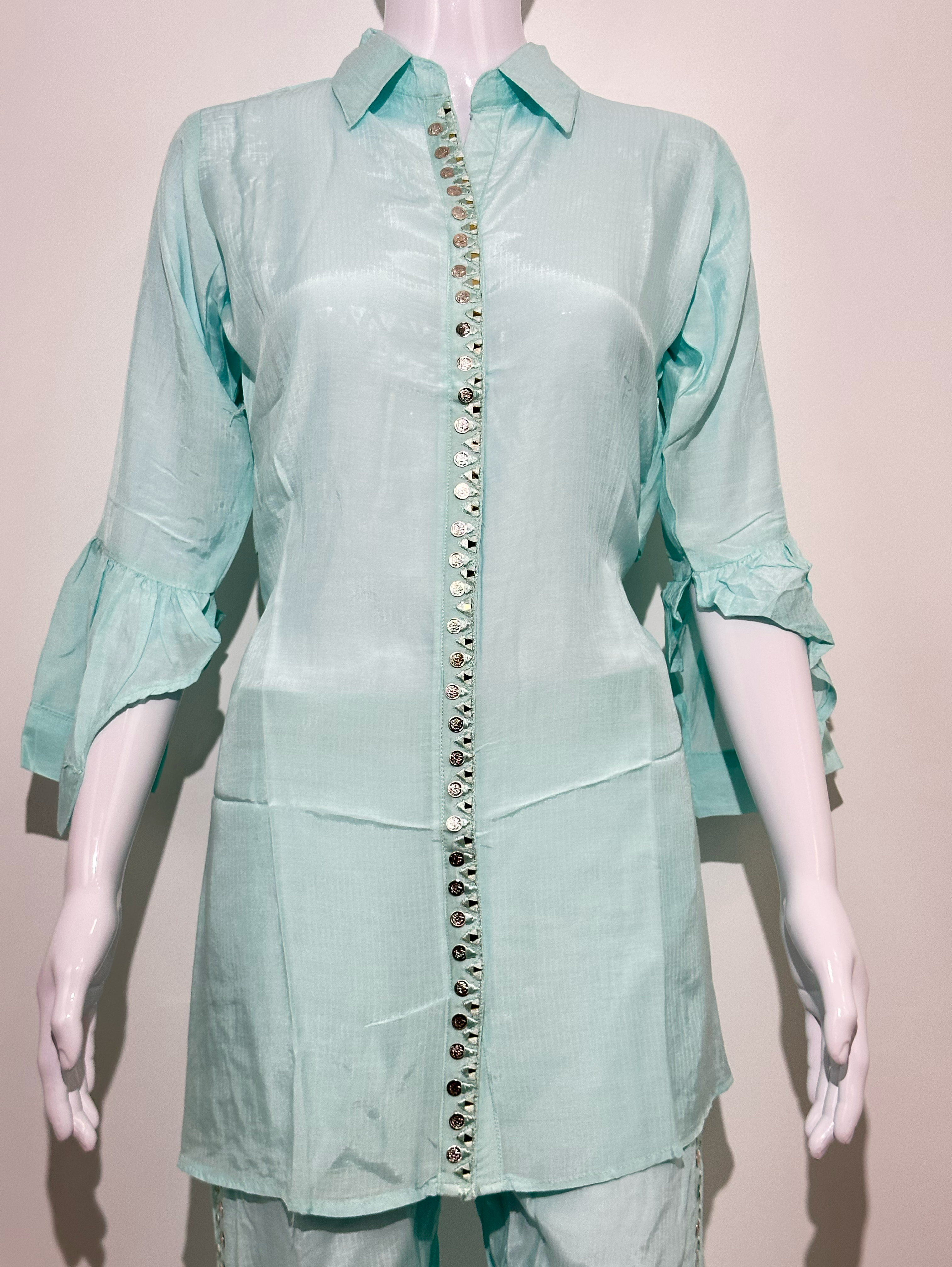 Image of Muslin Stand Patti with Accessories work Coords