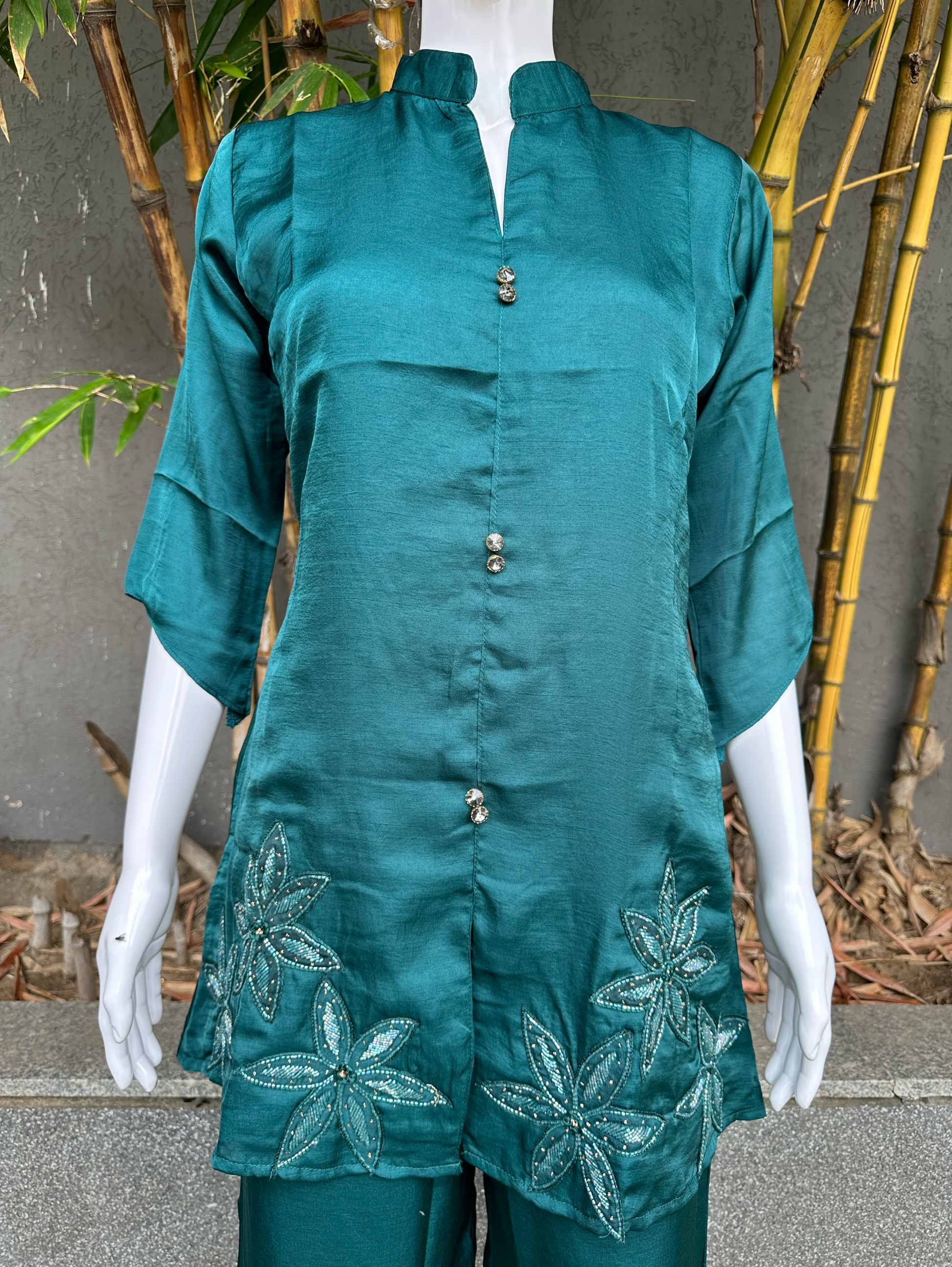 Soft Silk Hand work Coords with Plazzo