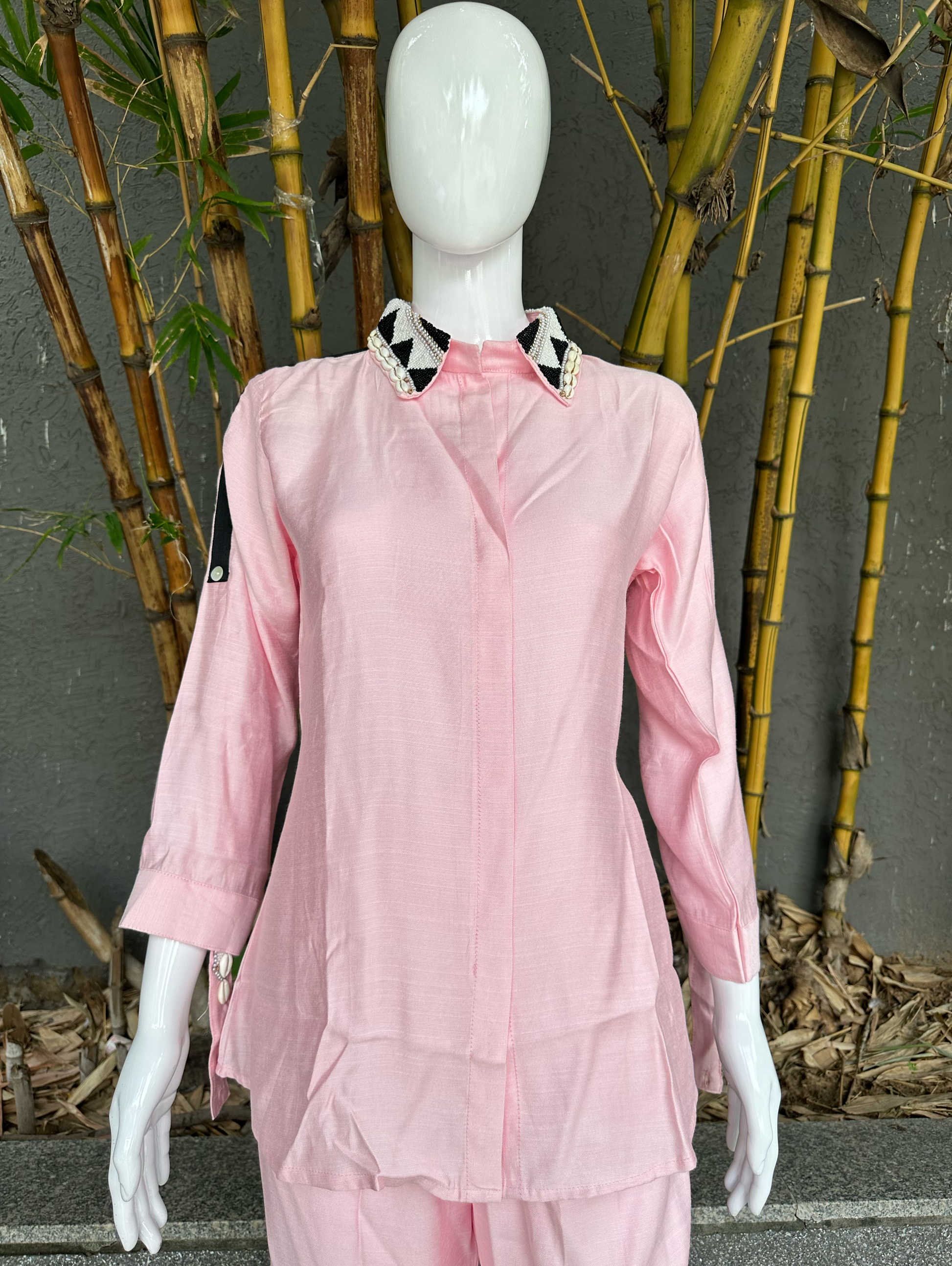 Pure Cotton Embroidery Coords - Pink