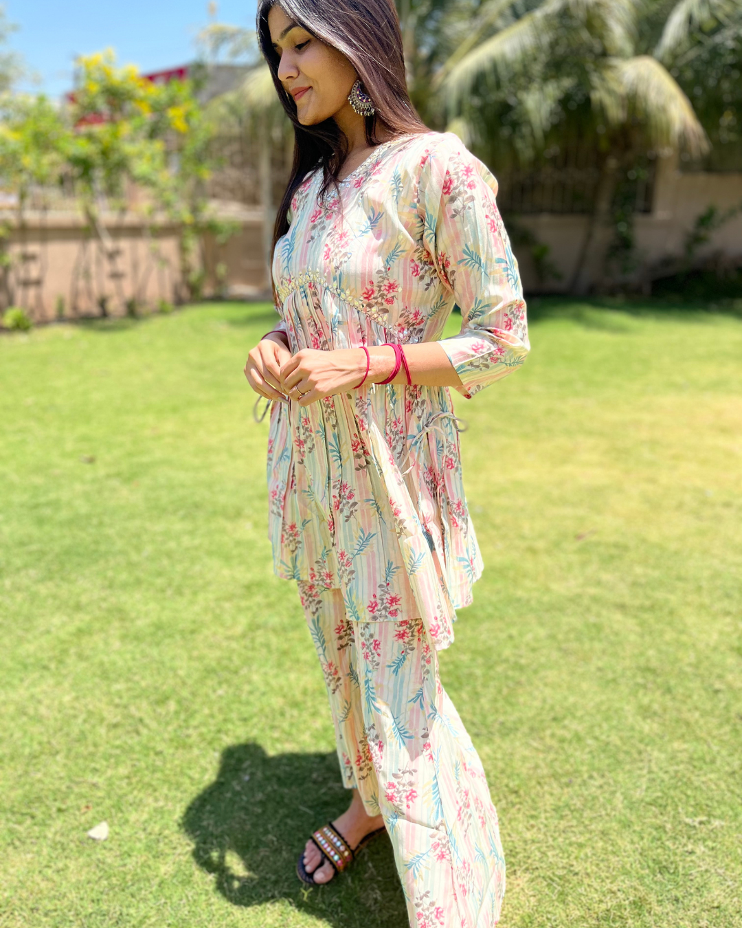 Image of Bell Bottom Muslin Coord Set - 2 Piece